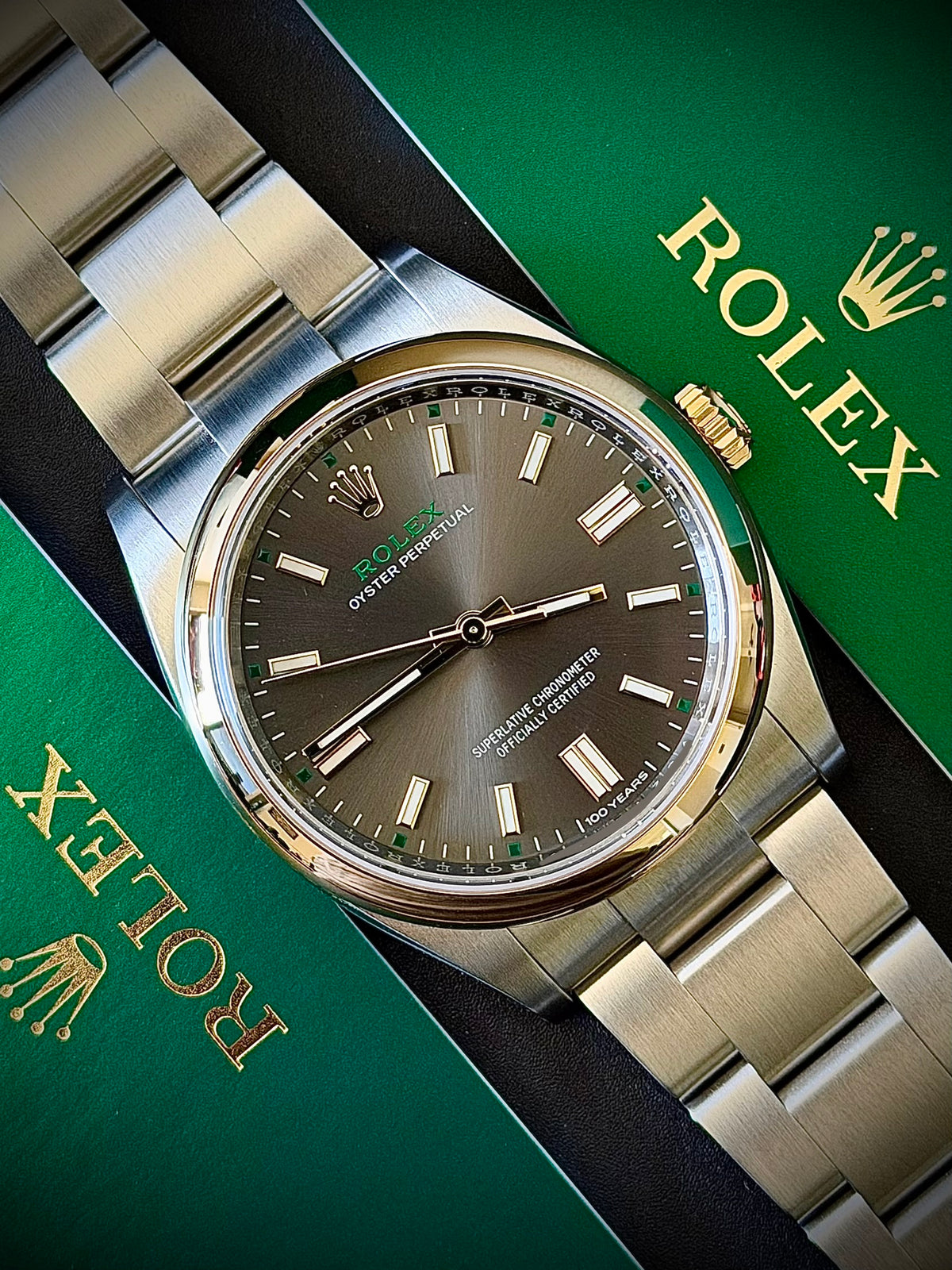 2026 ROLEX OYSTER PERPETUAL 36 “100 YEARS”, 126003, SLATE DIAL, YELLOW ROLESOR, AS NEW, FULL SET, INC GST