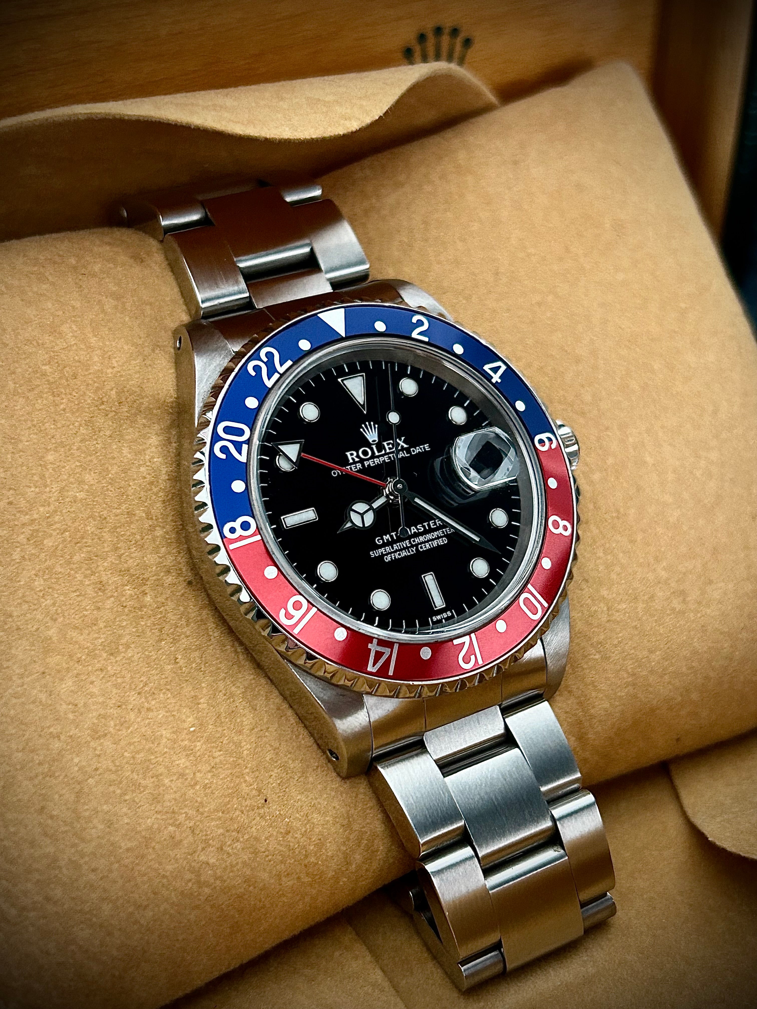 1999 ROLEX GMT MASTER, PEPSI, 16700, WATCH AND BOX, INC GST