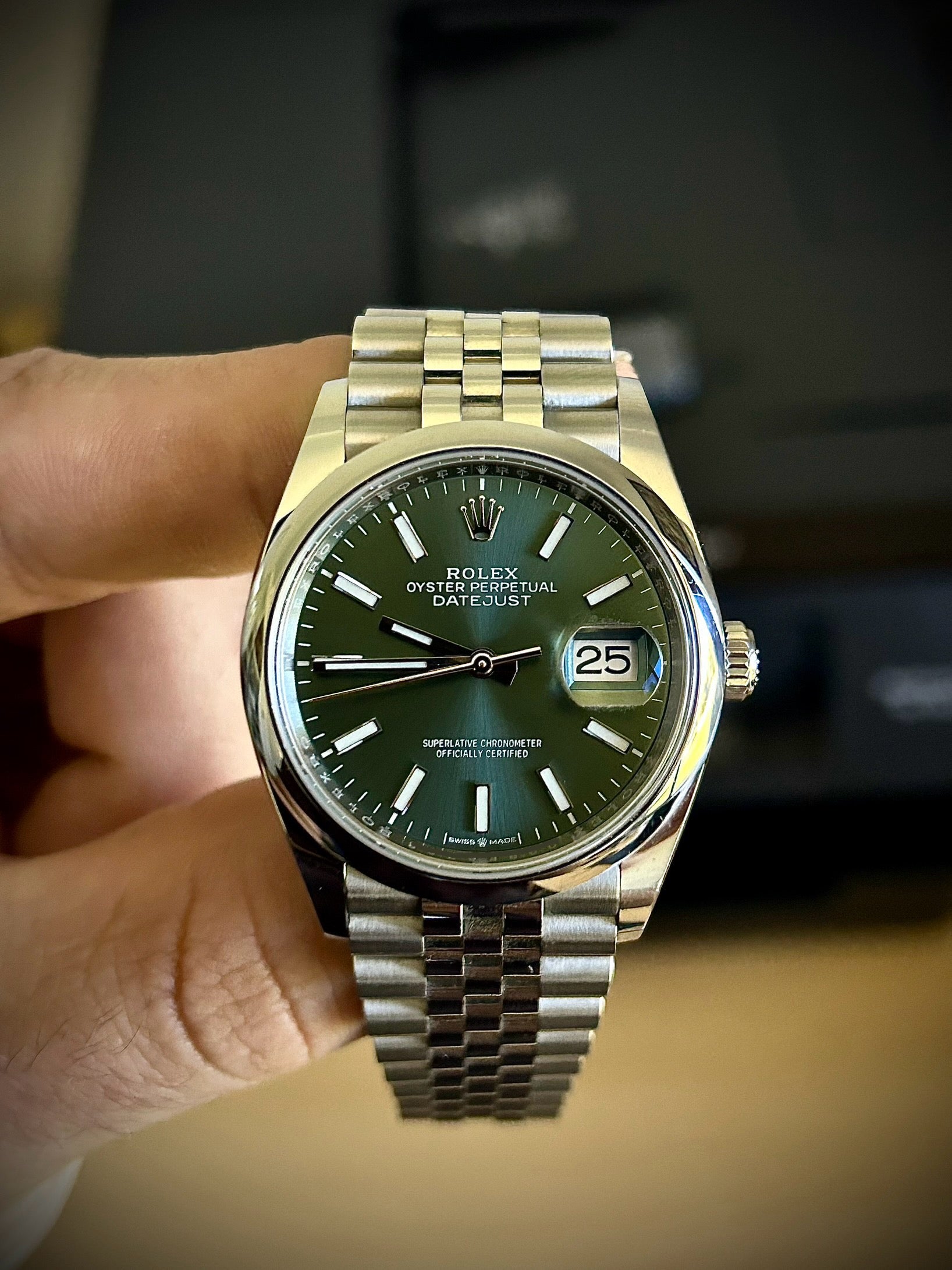 2022 ROLEX DATEJUST 36 MINT GREEN DIAL, 126200, FULL SET, INC GST