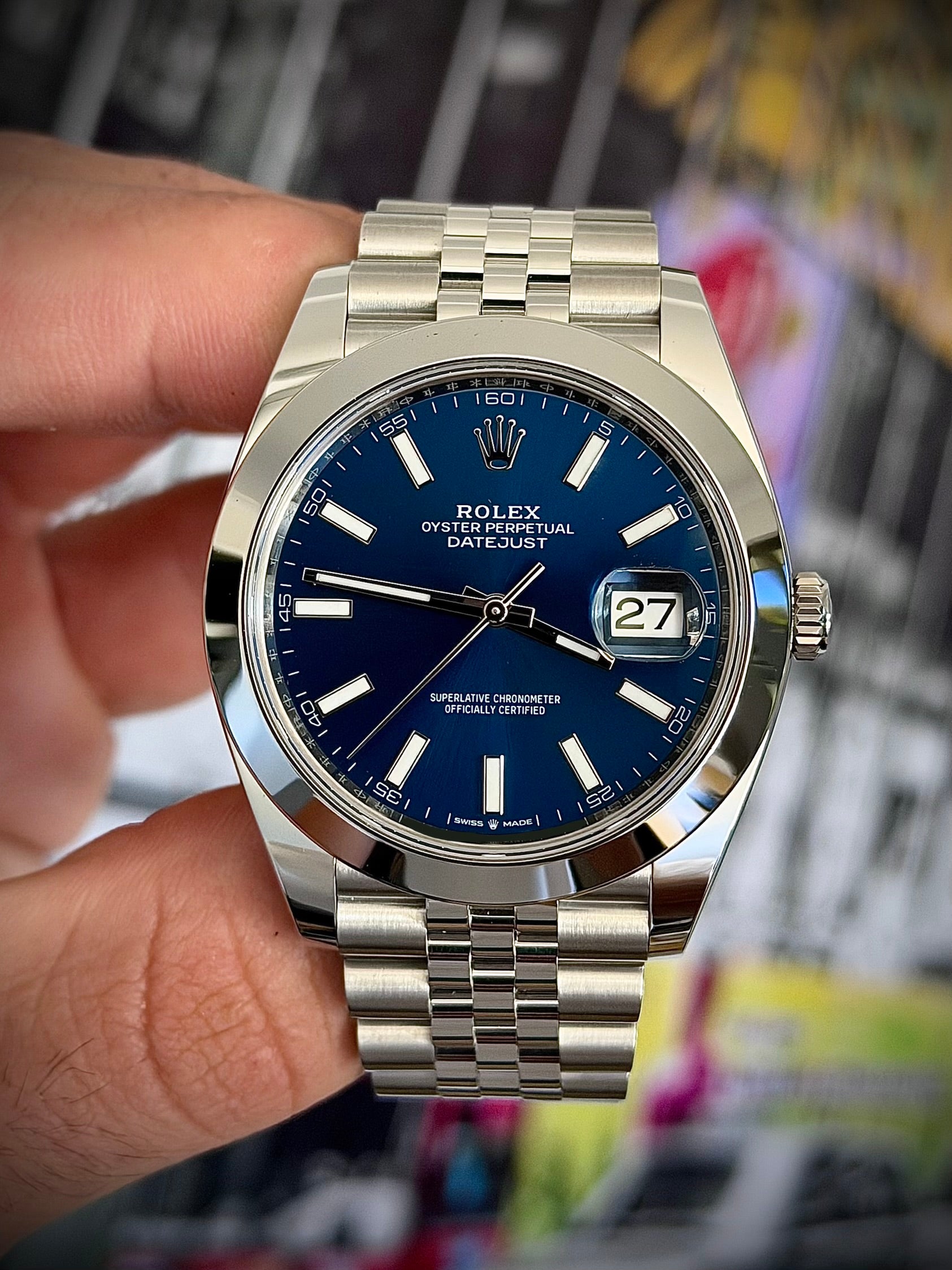 2026 ROLEX DATEJUST 41, BLUE DIAL, SMOOTH JUBILEE 126300, BRAND NEW, FULL SET, INC GST