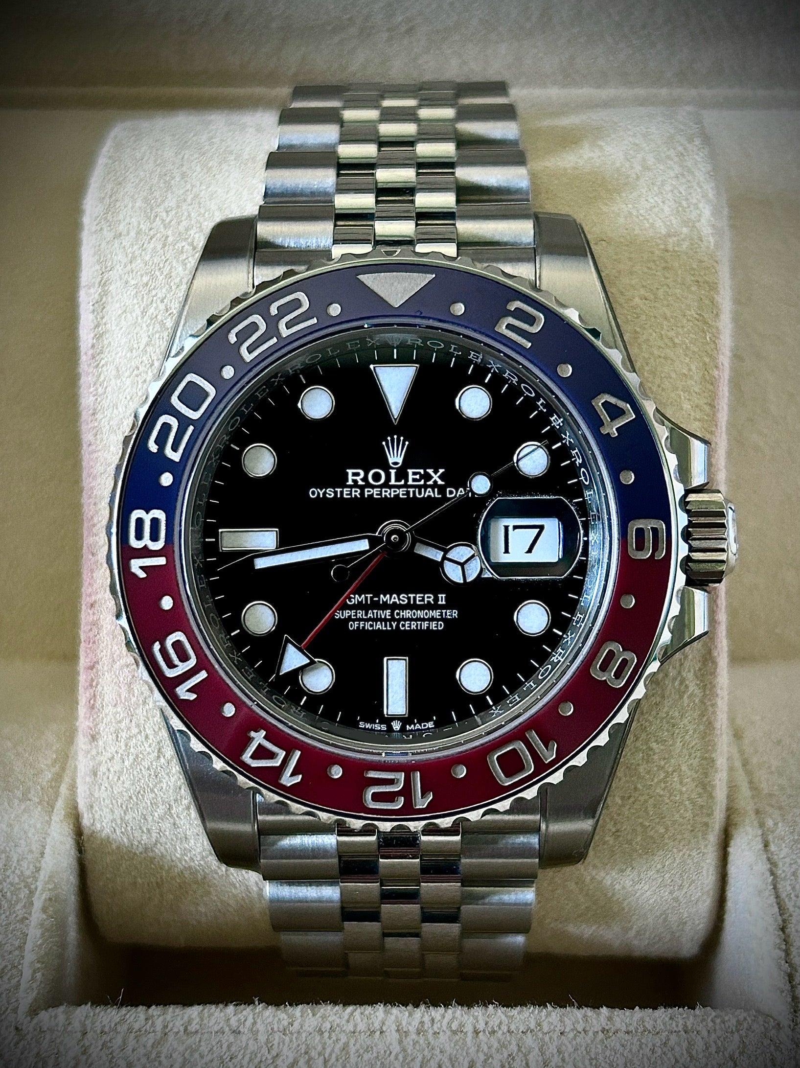 2022 ROLEX GMT MASTER II, PEPSI, 126710BLRO, FULL SET, INC GST