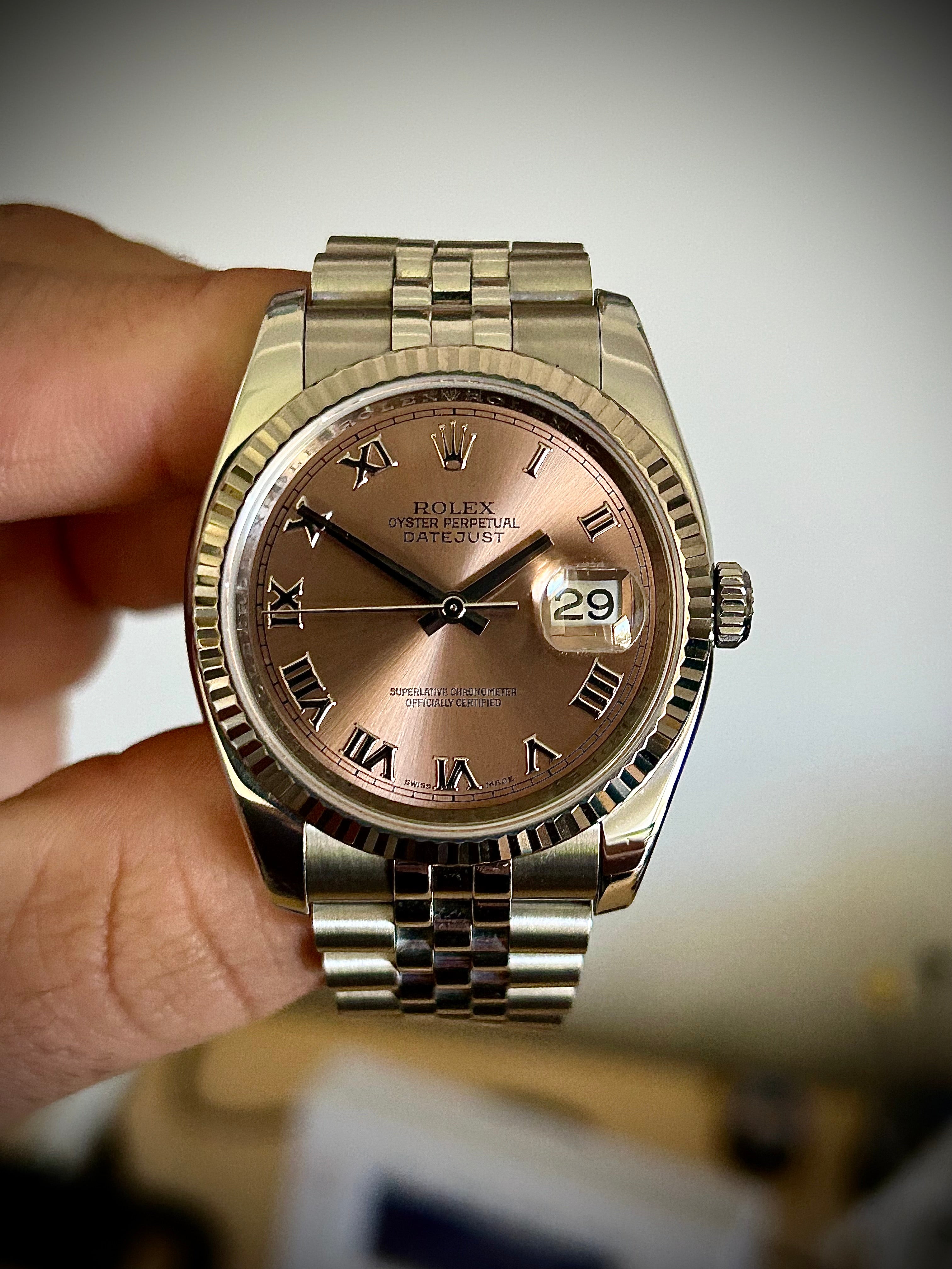 2011 ROLEX DATEJUST 36, 116234, SALMON  DIAL, FULL SET, INC GST