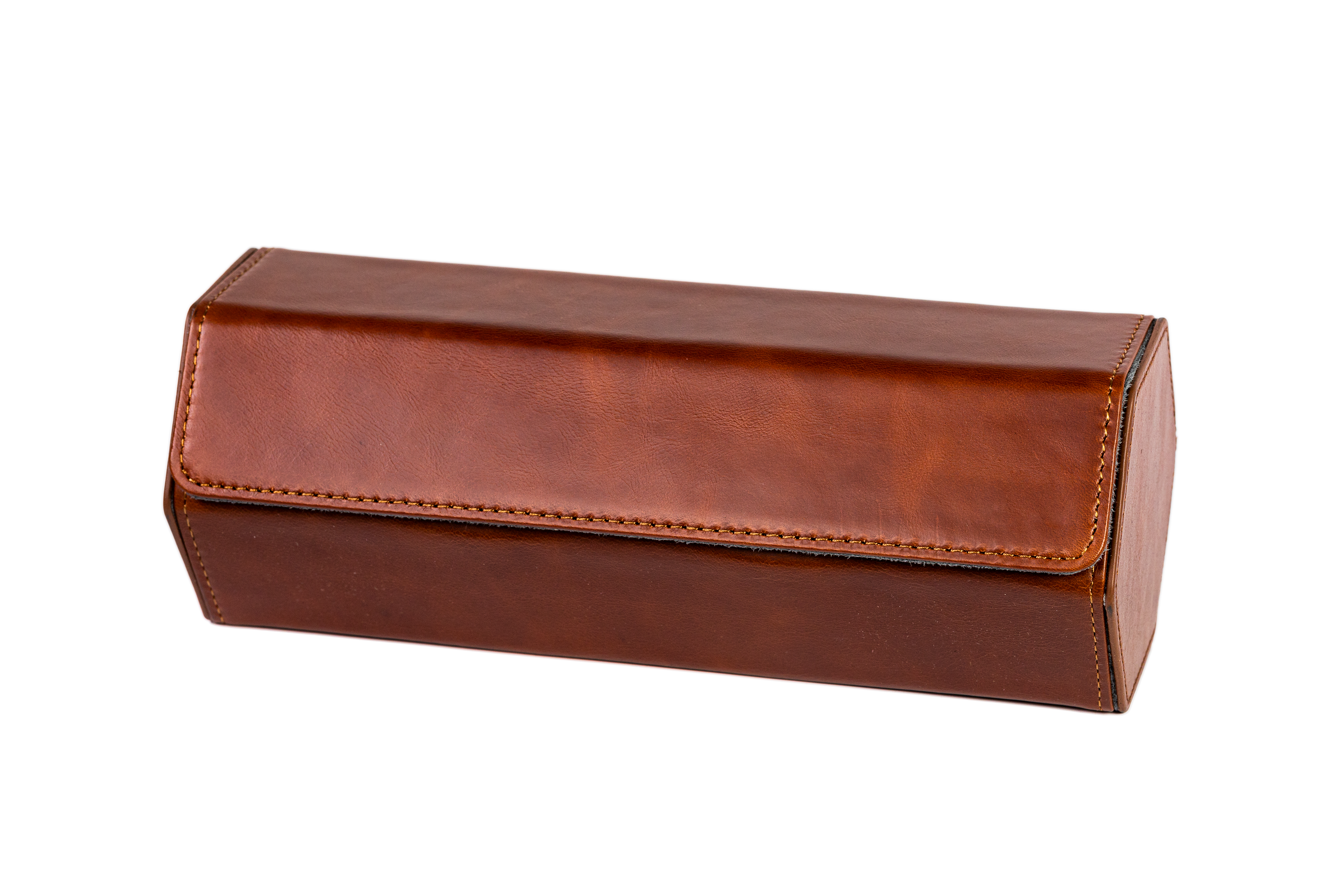 Jefferson - 3 Watch Roll - Full Grain Leather Dark Brown | Grey Velvet