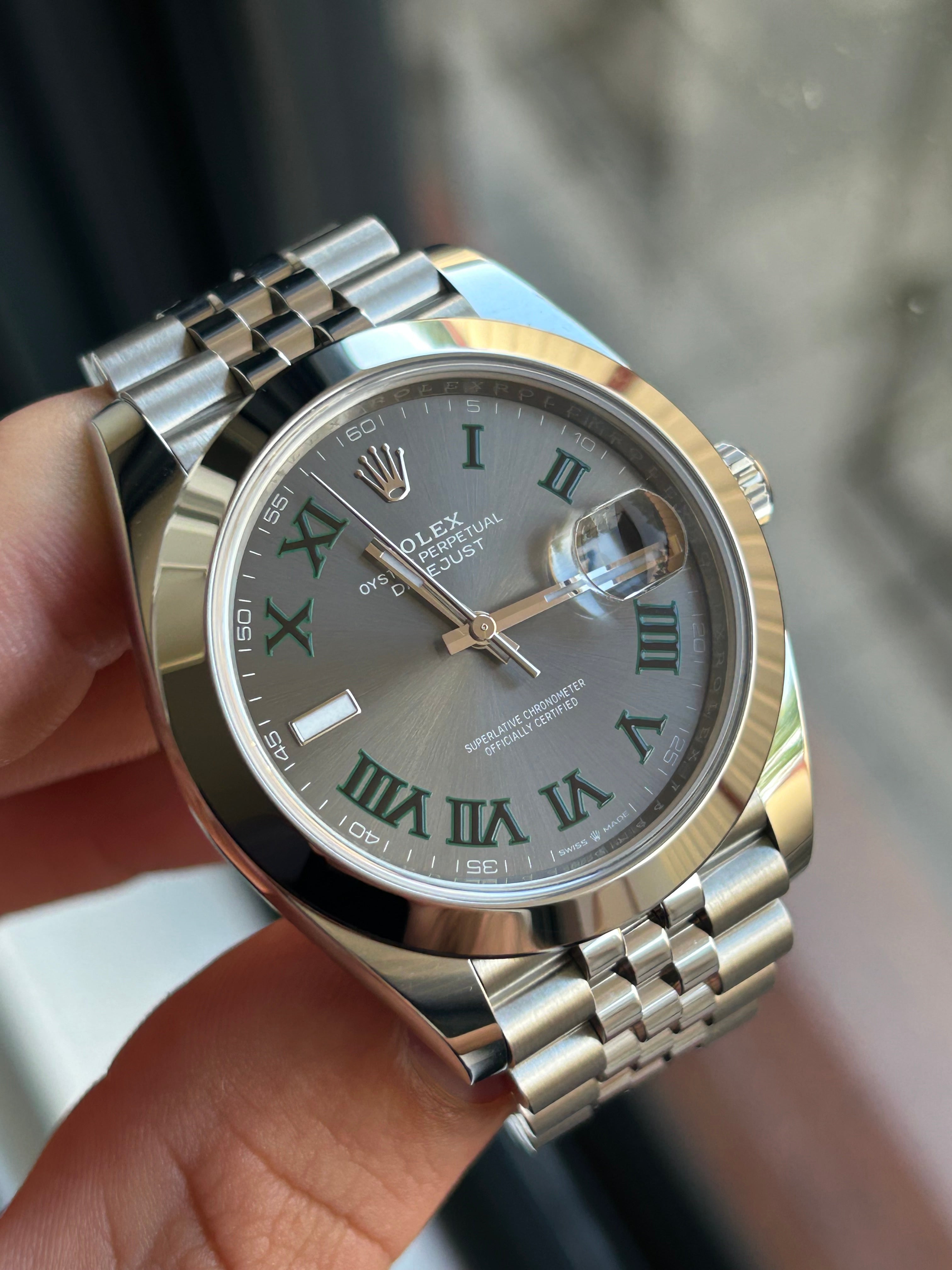 2021 ROLEX DATEJUST 41, WIMBLEDON DIAL, 126300, FULL SET, INC GST