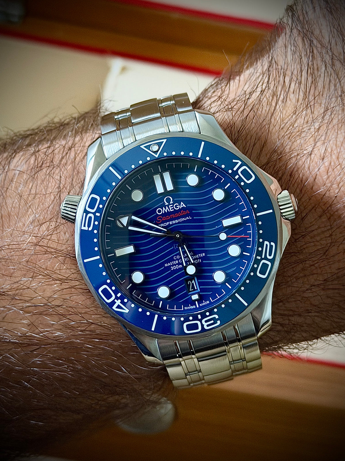2024 OMEGA SEAMASTER DIVER 300M, 210.30.42.20.03.001, BLUE DIAL, STEEL BRACELET, FULL SET, INC GST