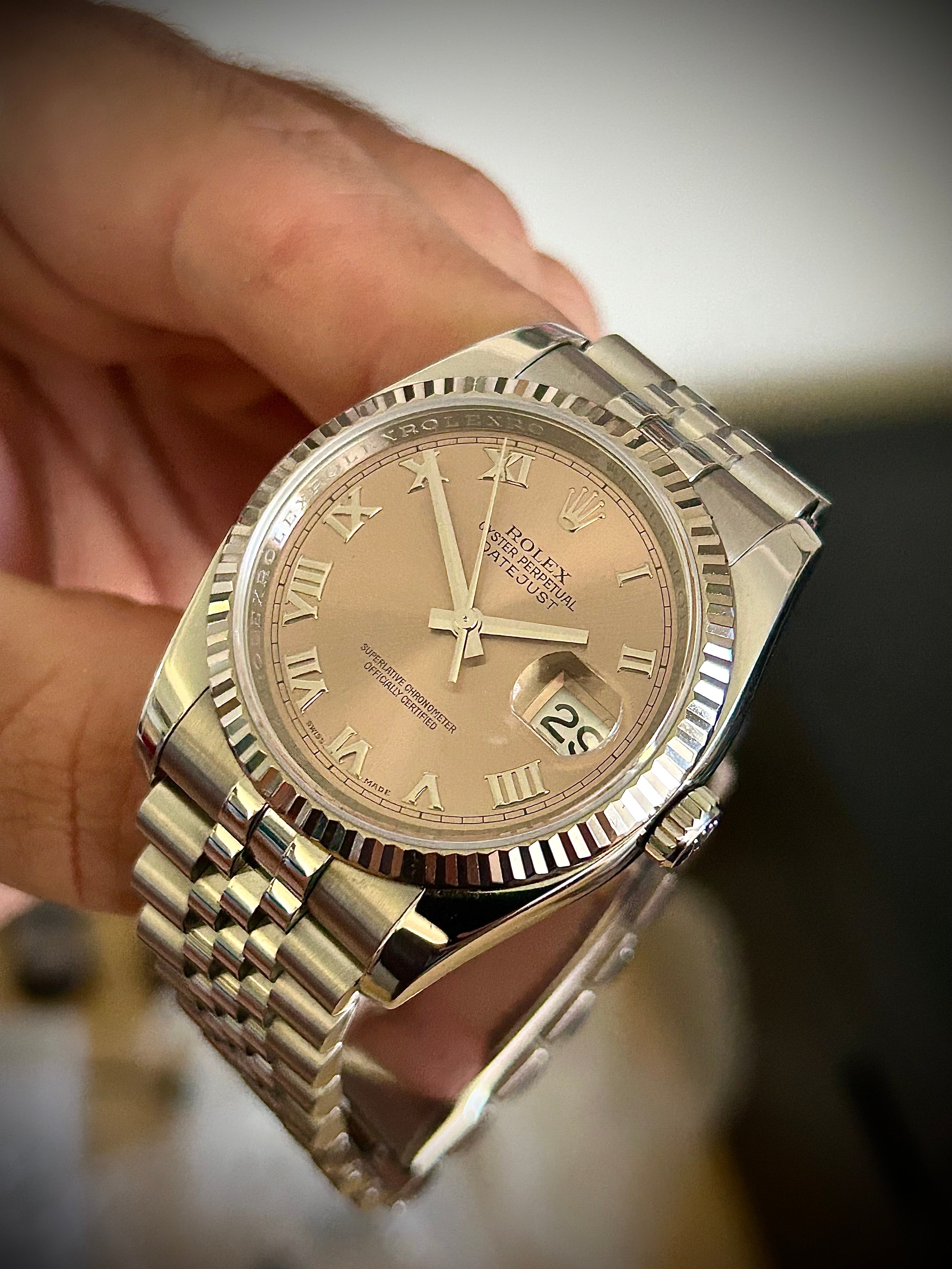2011 ROLEX DATEJUST 36, 116234, SALMON  DIAL, FULL SET, INC GST