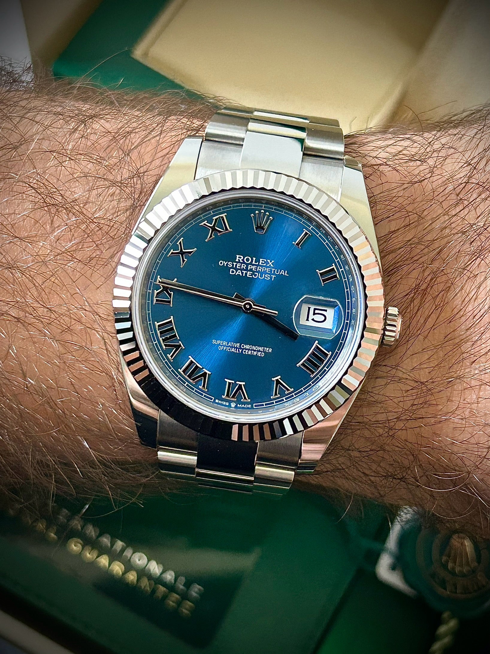 2022 ROLEX DATEJUST 41, AZZURO DIAL, 126334, FULL SET, INC GST