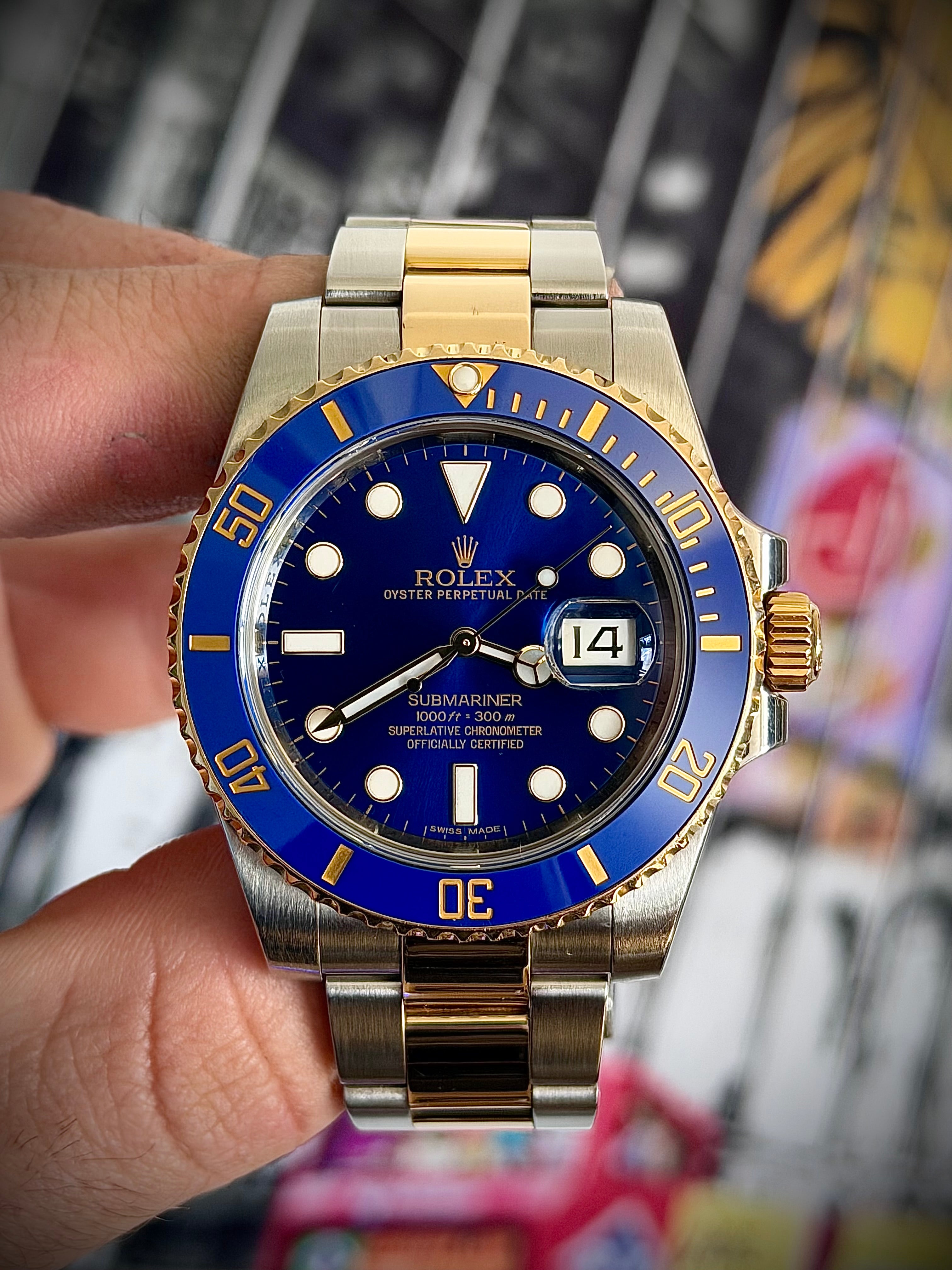 2013 ROLEX SUBMARINER DATE “BLUESY”, 116613LB, BOX & PAPERS, INC GST