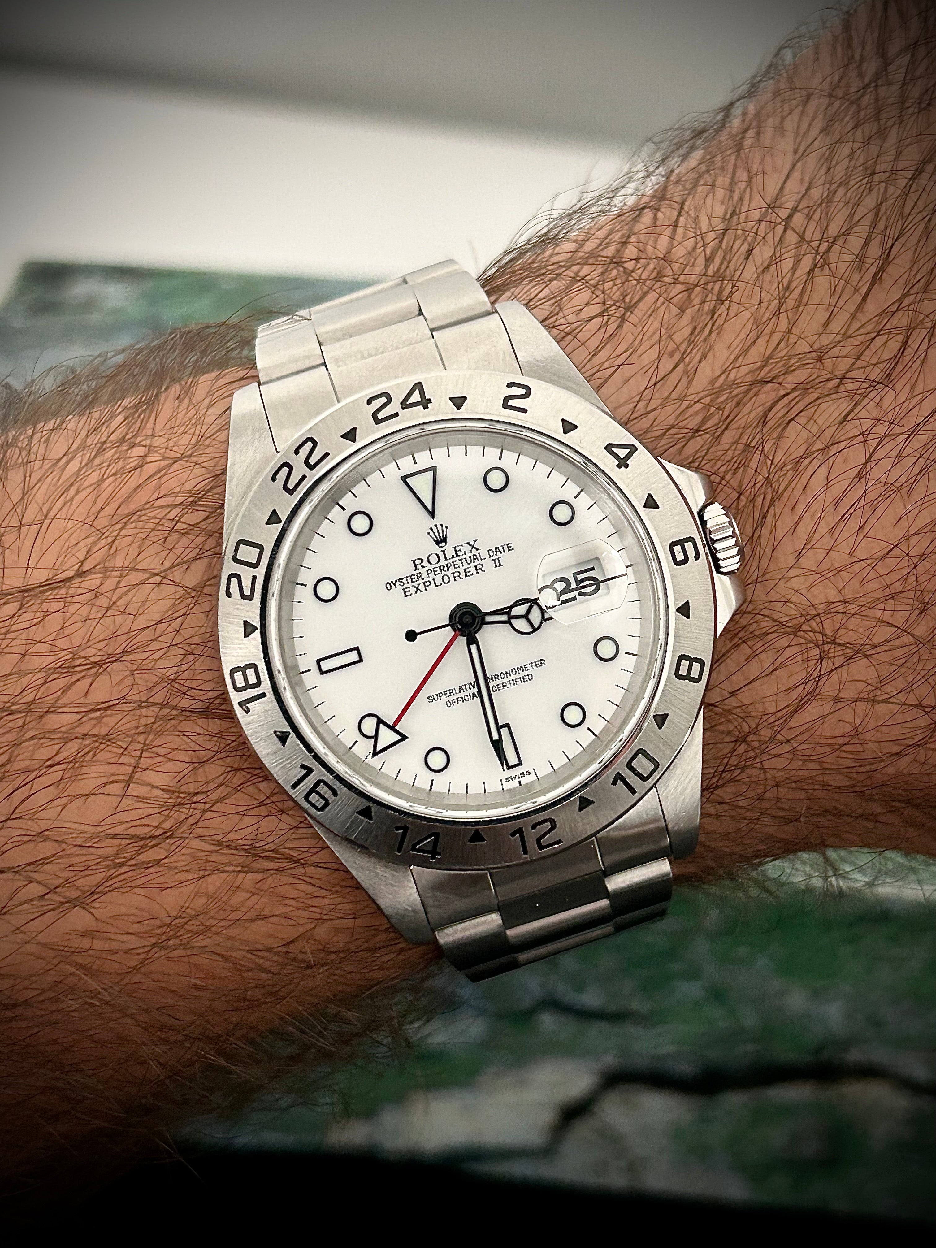 1999 ROLEX EXPLORER II “POLAR” 16570, SWISS ONLY DIAL, FULL SET, INC GST