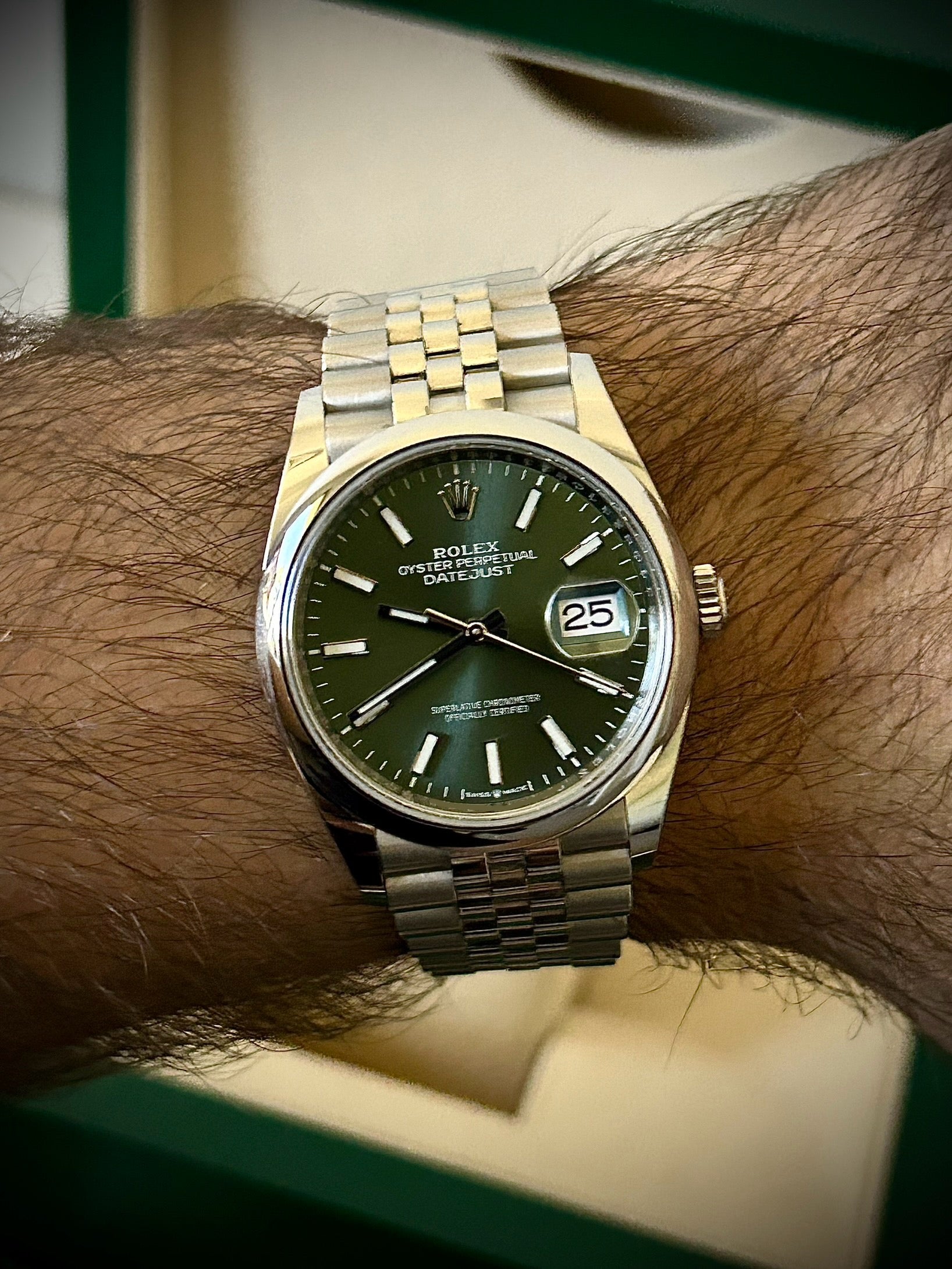 2022 ROLEX DATEJUST 36 MINT GREEN DIAL, 126200, FULL SET, INC GST