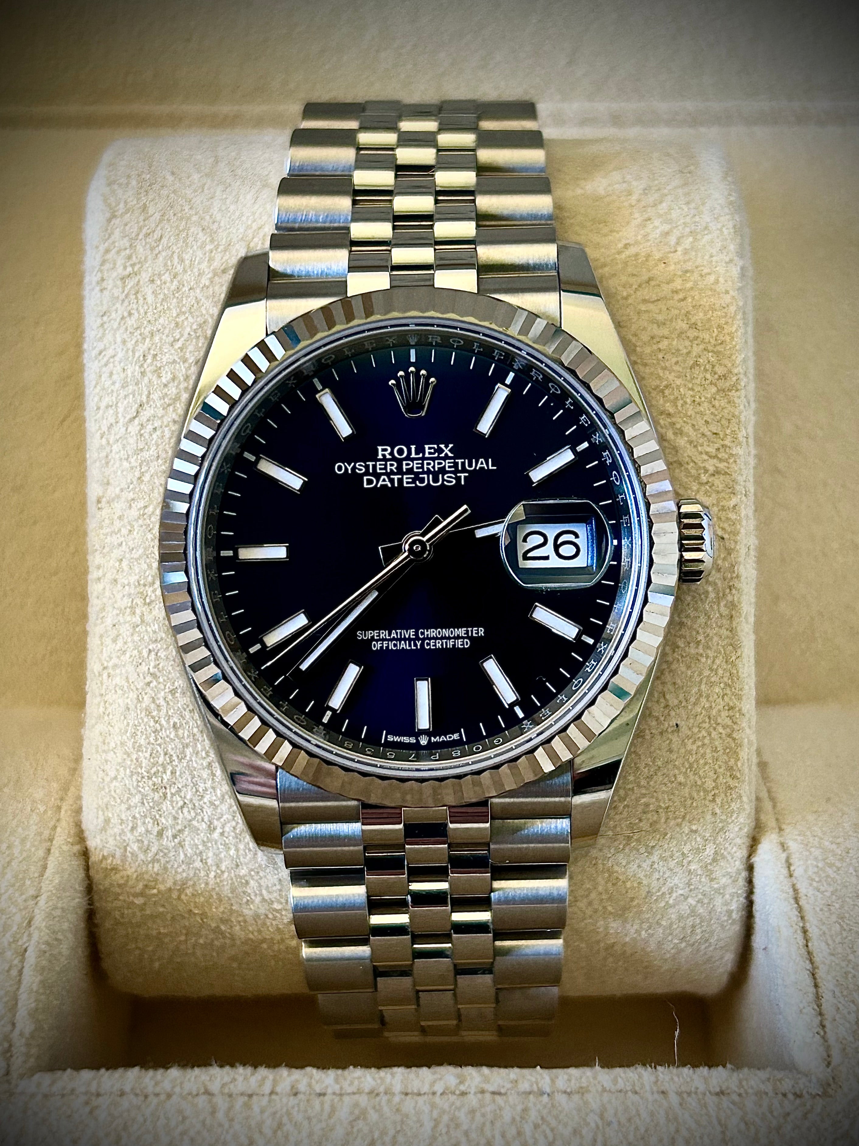 2023 ROLEX DATEJUST 36, 126234, BLUE DIAL, FULL SET, INC GST