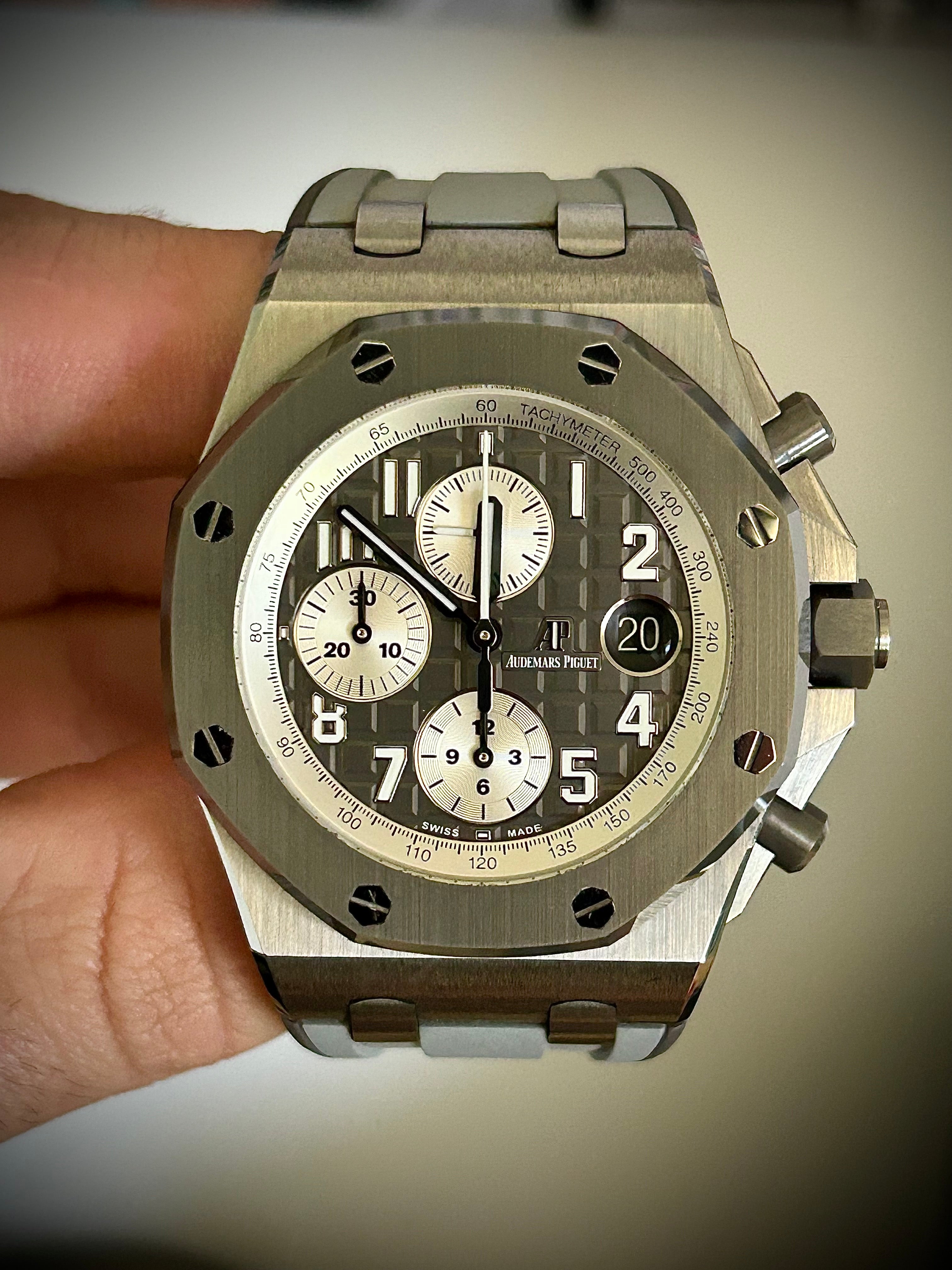 2020 AUDEMARS PIGUET ROYAL OAK OFFSHORE CHRONOGRAPH, 26470IO, “GHOST”, TITANIUM, FULL SET, INC GST