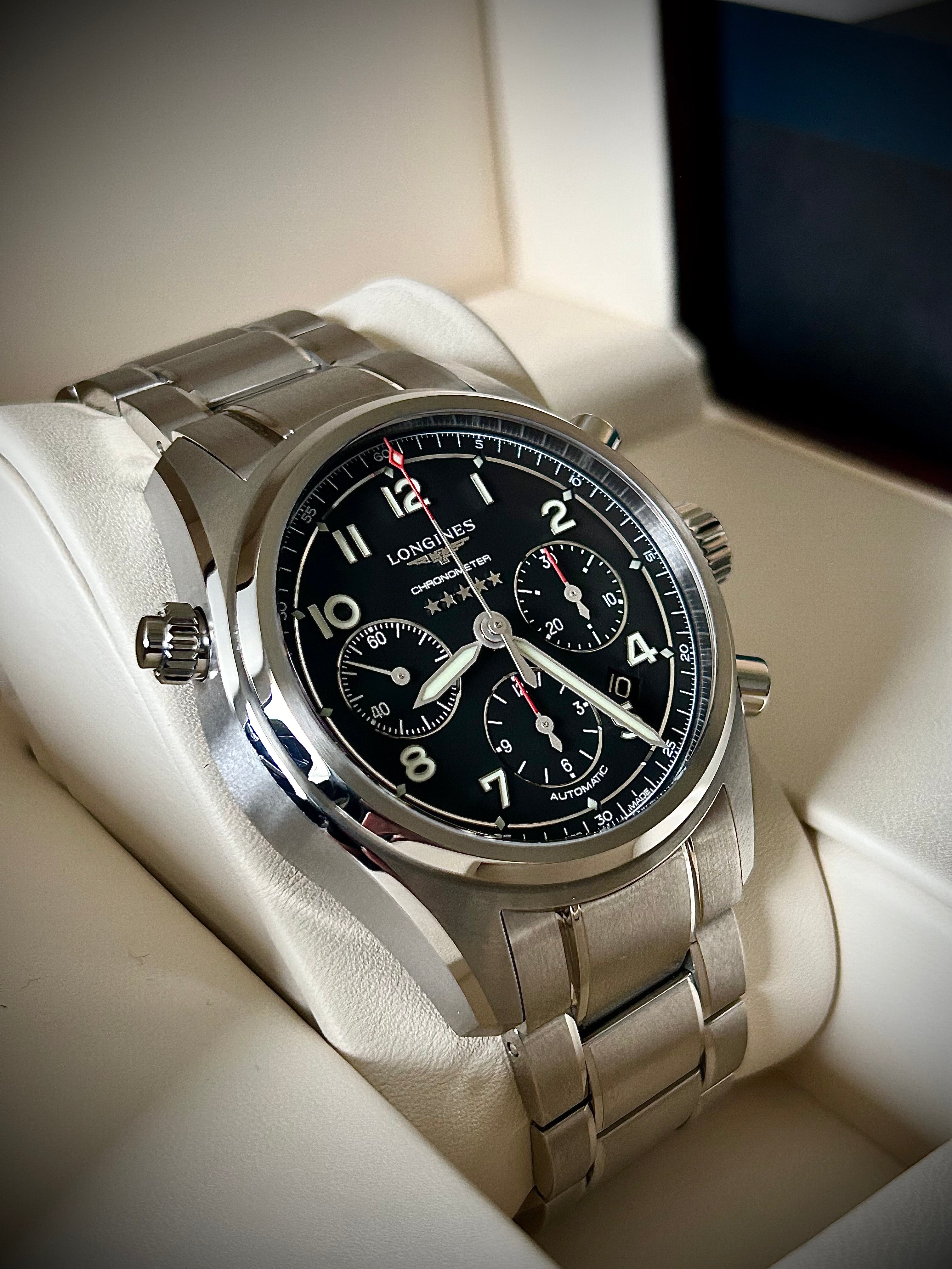 2024 LONGINES SPIRIT CHRONOGRAPH, L3.820.4.53.6, FULL SET, INC GST
