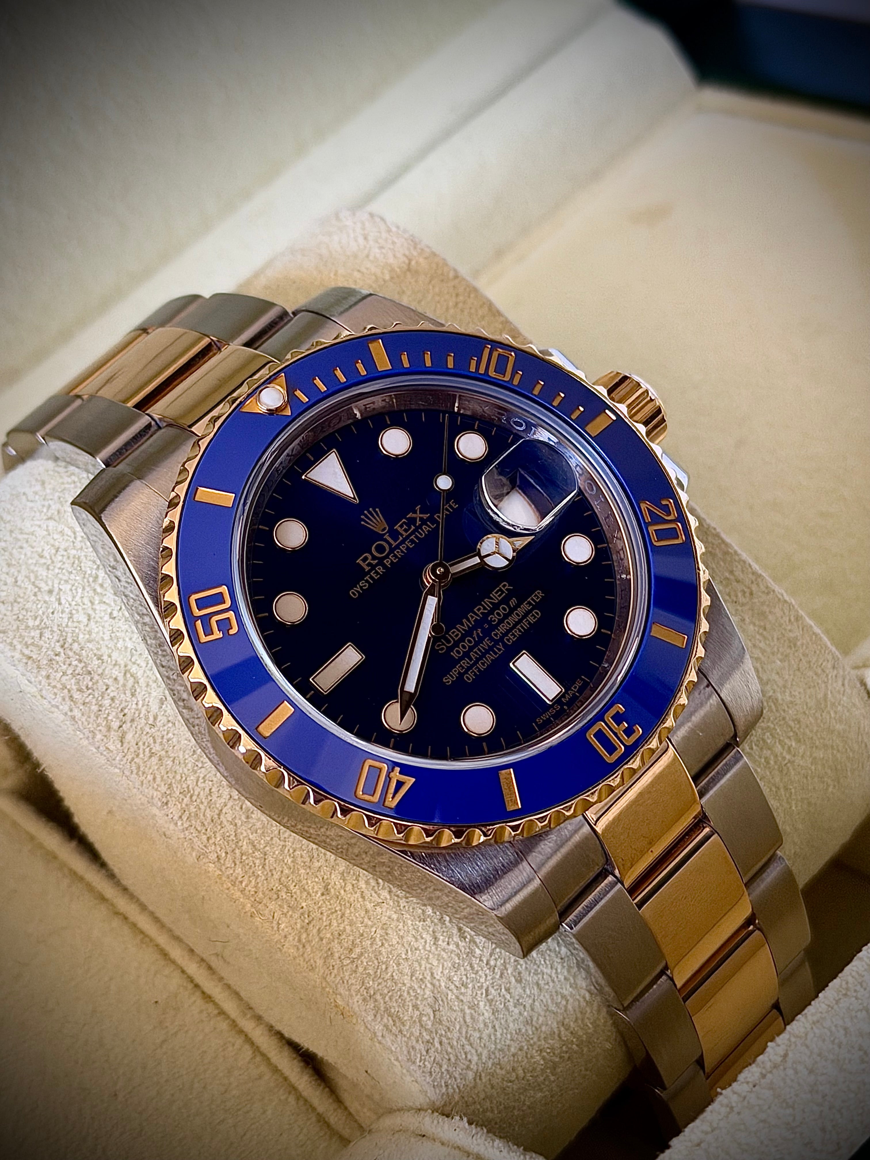 2013 ROLEX SUBMARINER DATE “BLUESY”, 116613LB, BOX & PAPERS, INC GST