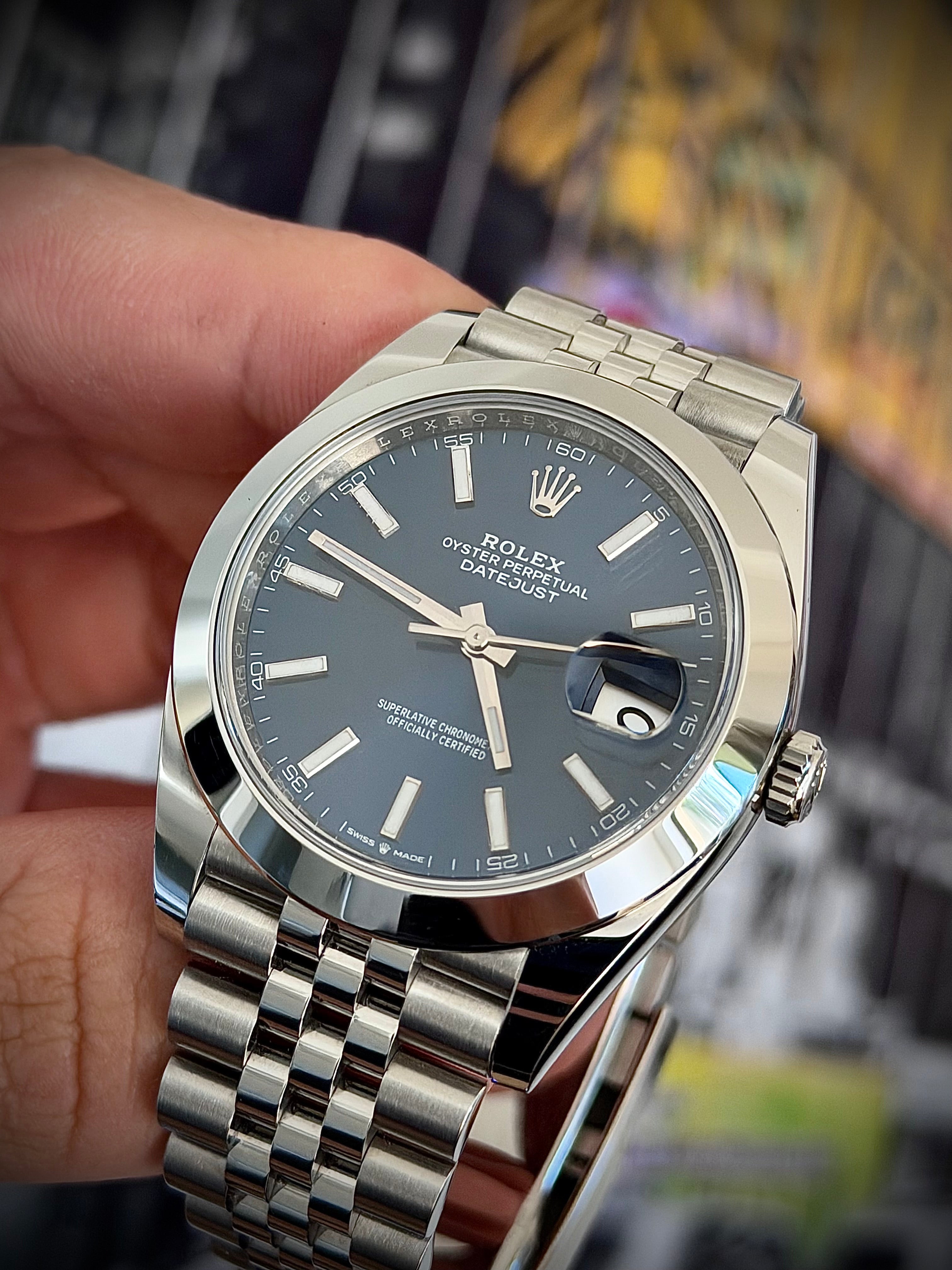2021 ROLEX DATEJUST 41, BLUE DIAL, SMOOTH JUBILEE 126300, FULL SET, INC GST