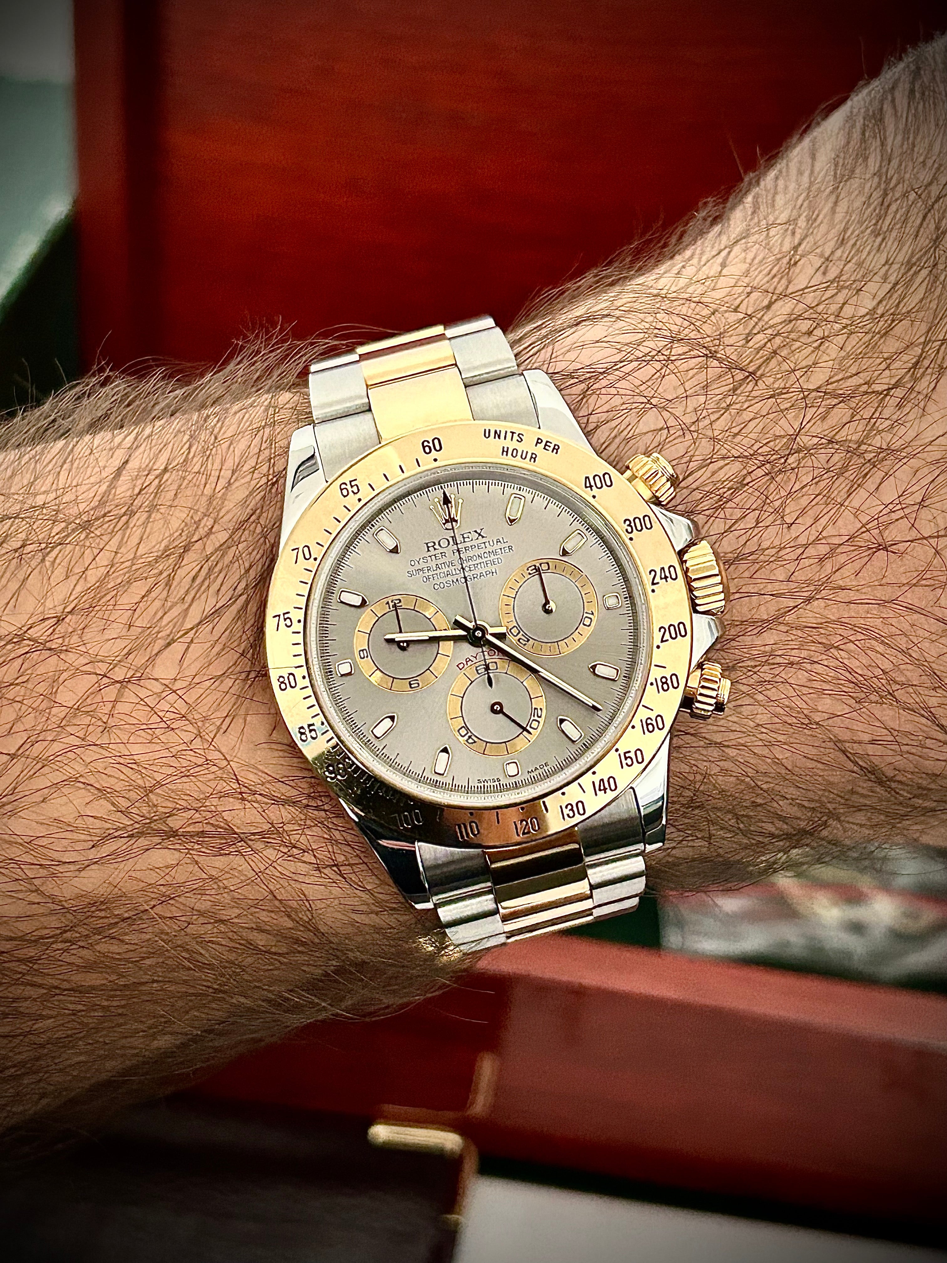 2004 ROLEX COSMOGRAPH DAYTONA, SLATE DIAL, 116523, FULL SET, INC GST