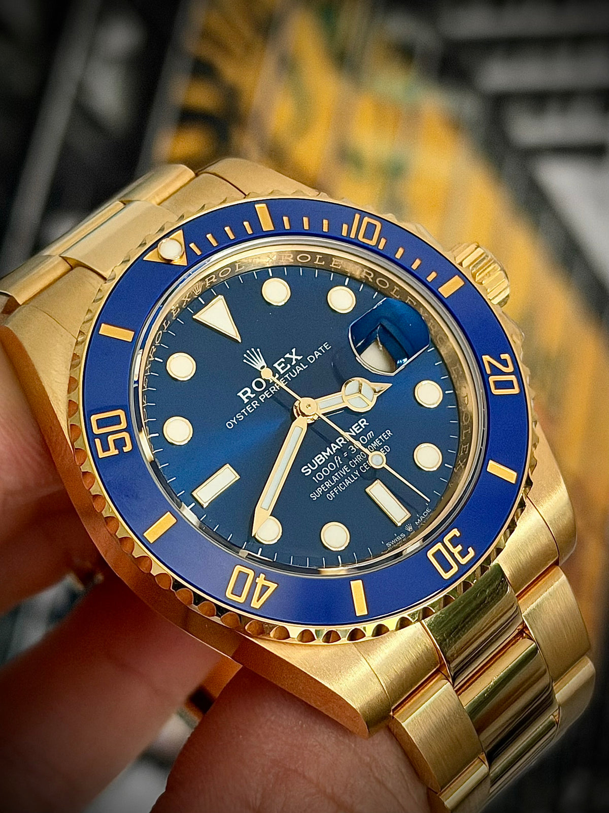 2022 ROLEX SUBMARINER DATE, “BLUESY”, 126618LB, BLUE DIAL, 18CT YELLOW GOLD, FULL SET, INC GST
