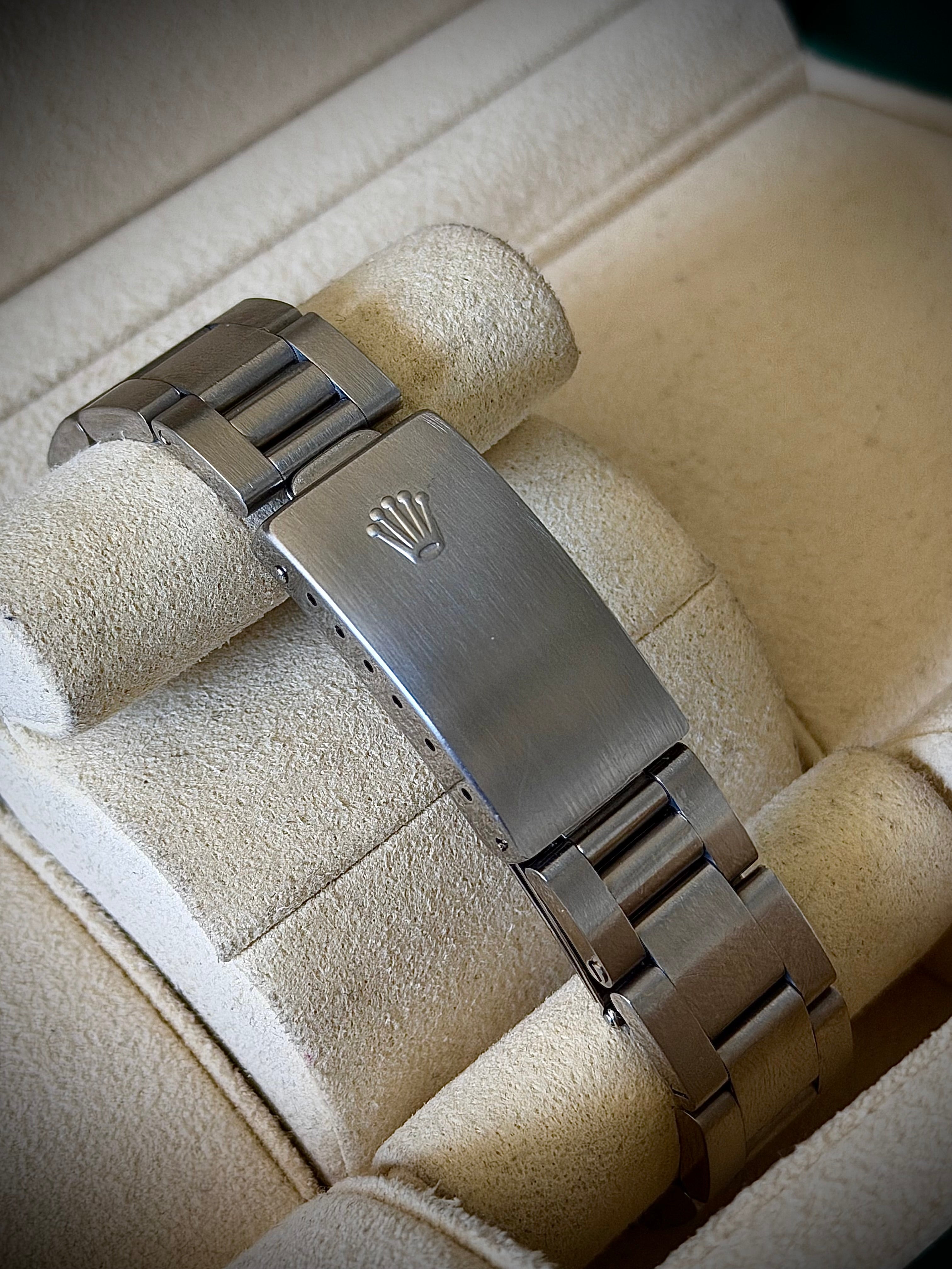 1989 ROLEX AIR-KING, 5500, SILVER PRECISION DIAL, FULL SET, INC GST