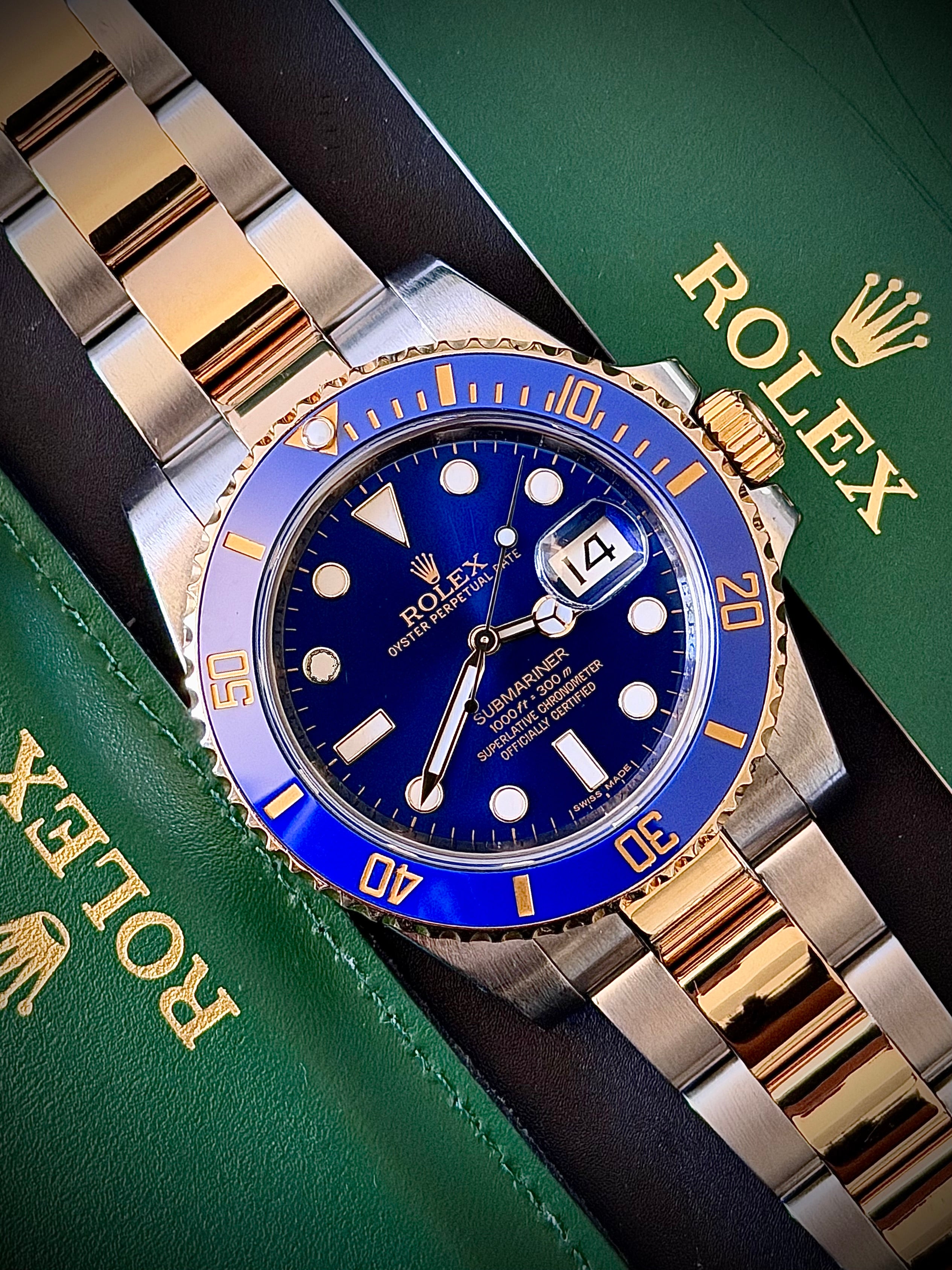 2013 ROLEX SUBMARINER DATE “BLUESY”, 116613LB, BOX & PAPERS, INC GST