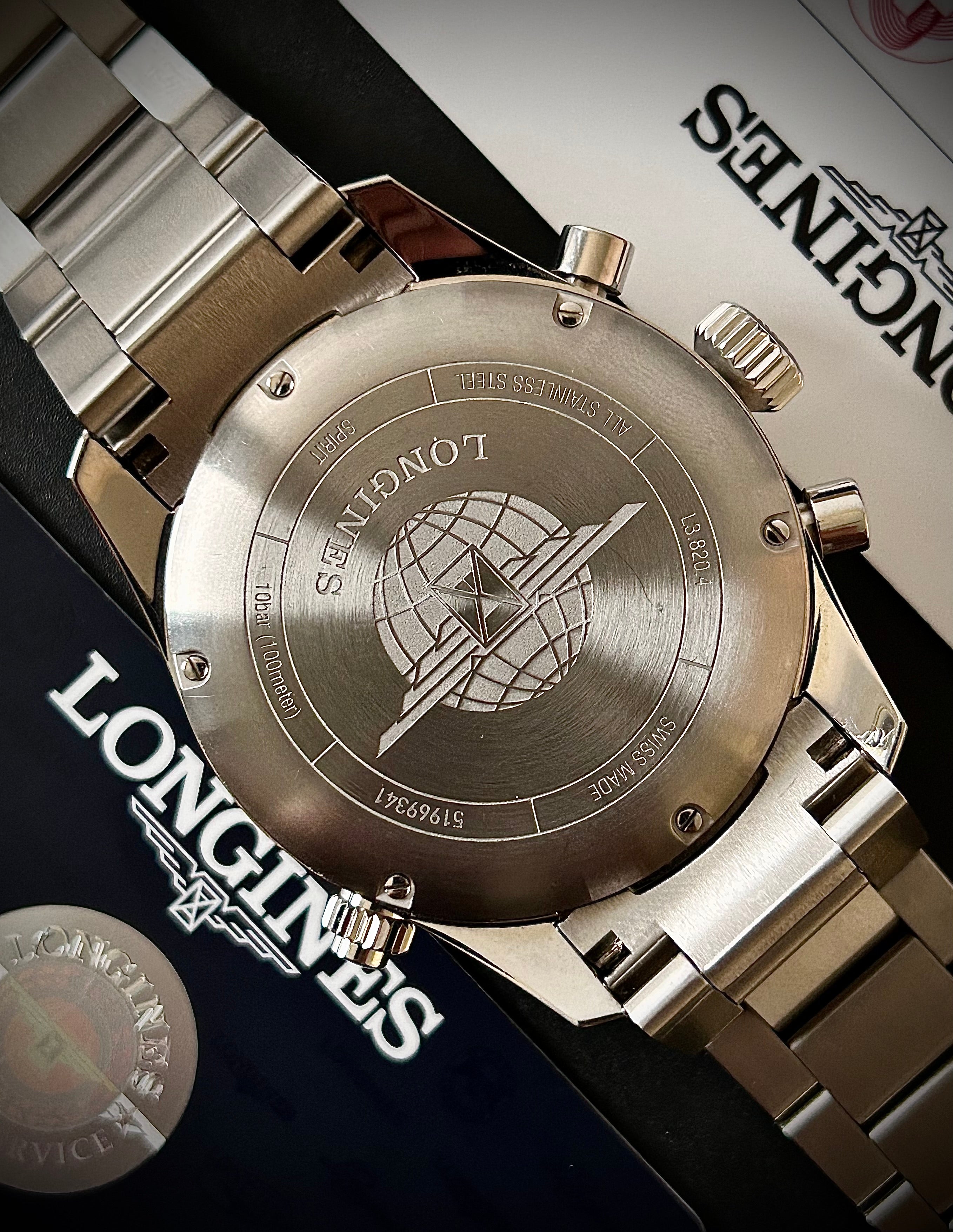 2024 LONGINES SPIRIT CHRONOGRAPH, L3.820.4.53.6, FULL SET, INC GST
