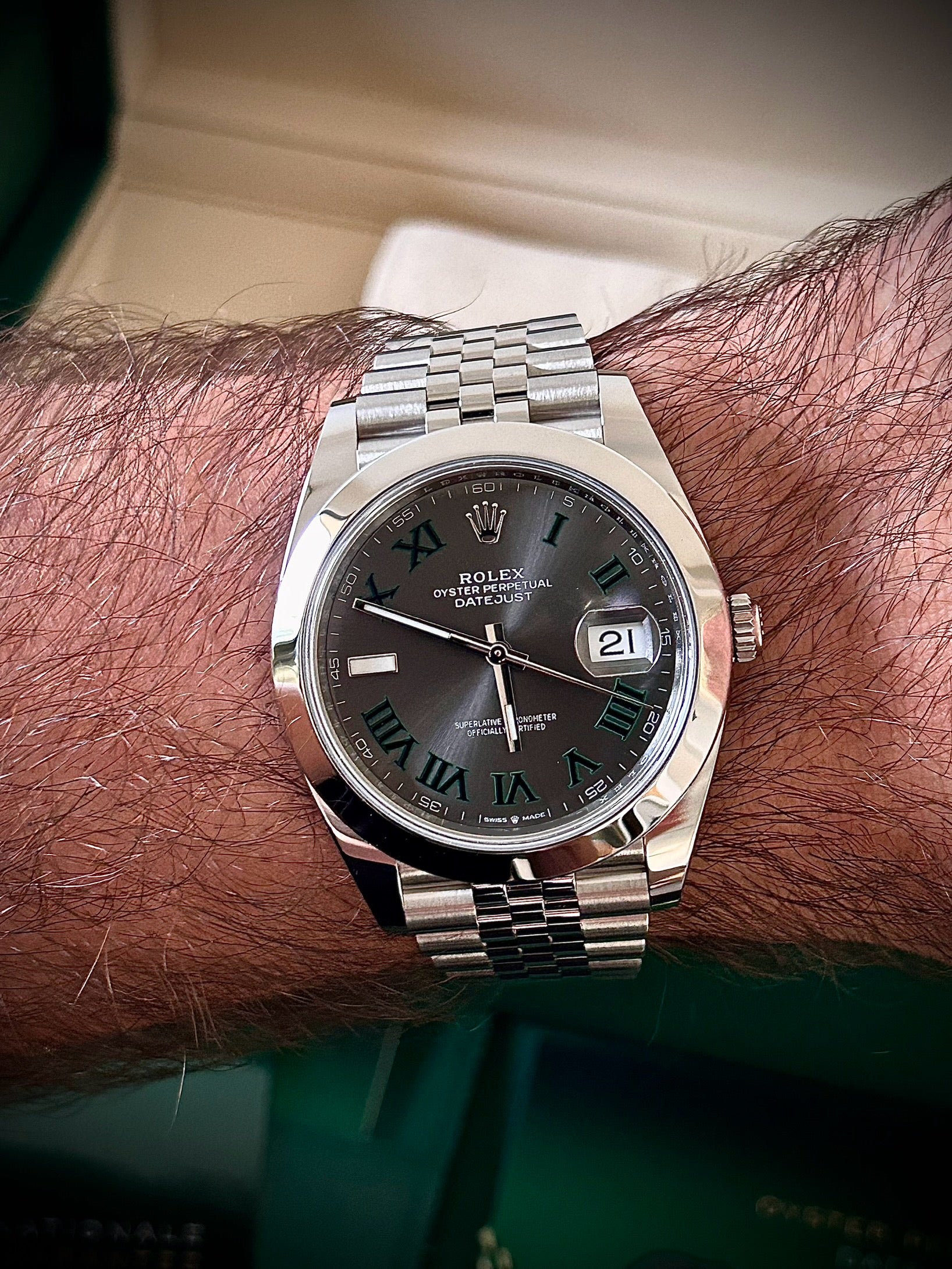 2025 ROLEX DATEJUST 41 WIMBLEDON, 126300, FULL SET, INC GST