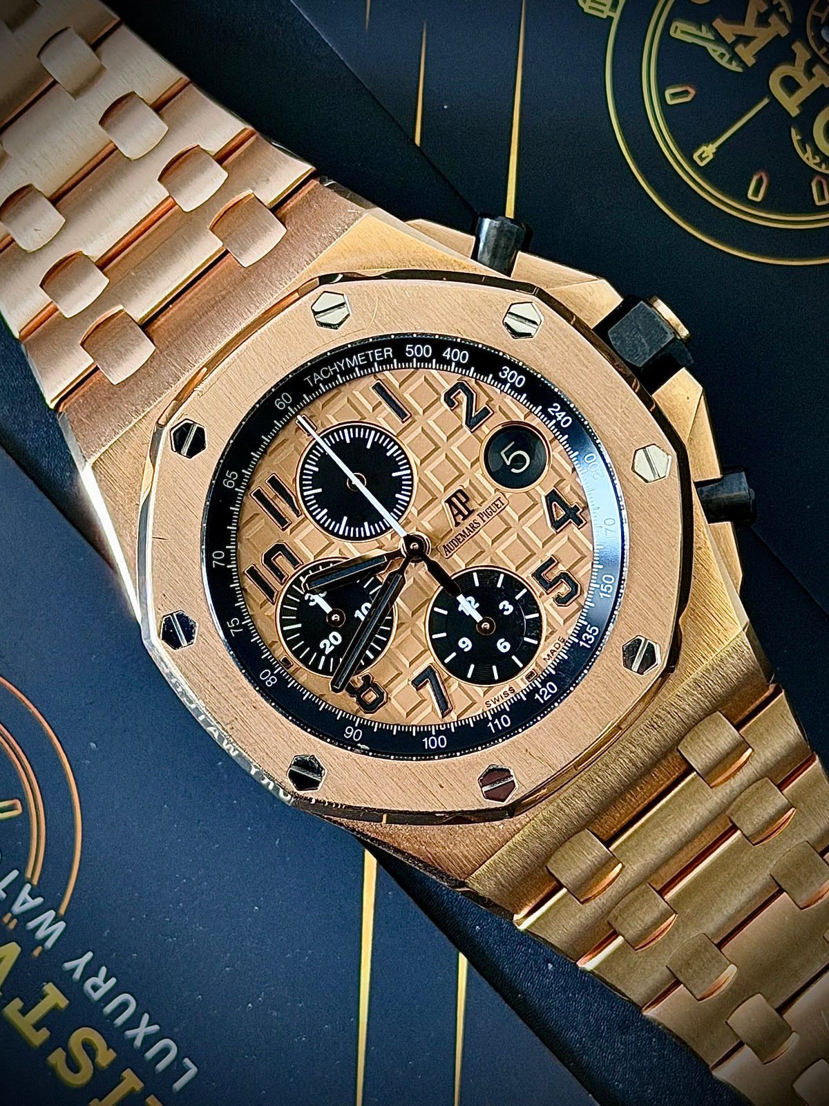 CIRCA 2014 AUDEMARS PIGUET ROYAL OAK OFFSHORE CHRONOGRAPH  “BRICK”, 26470OR.OO.1000OR.01, 18CT PINK GOLD, WATCH & BOX, INC GST