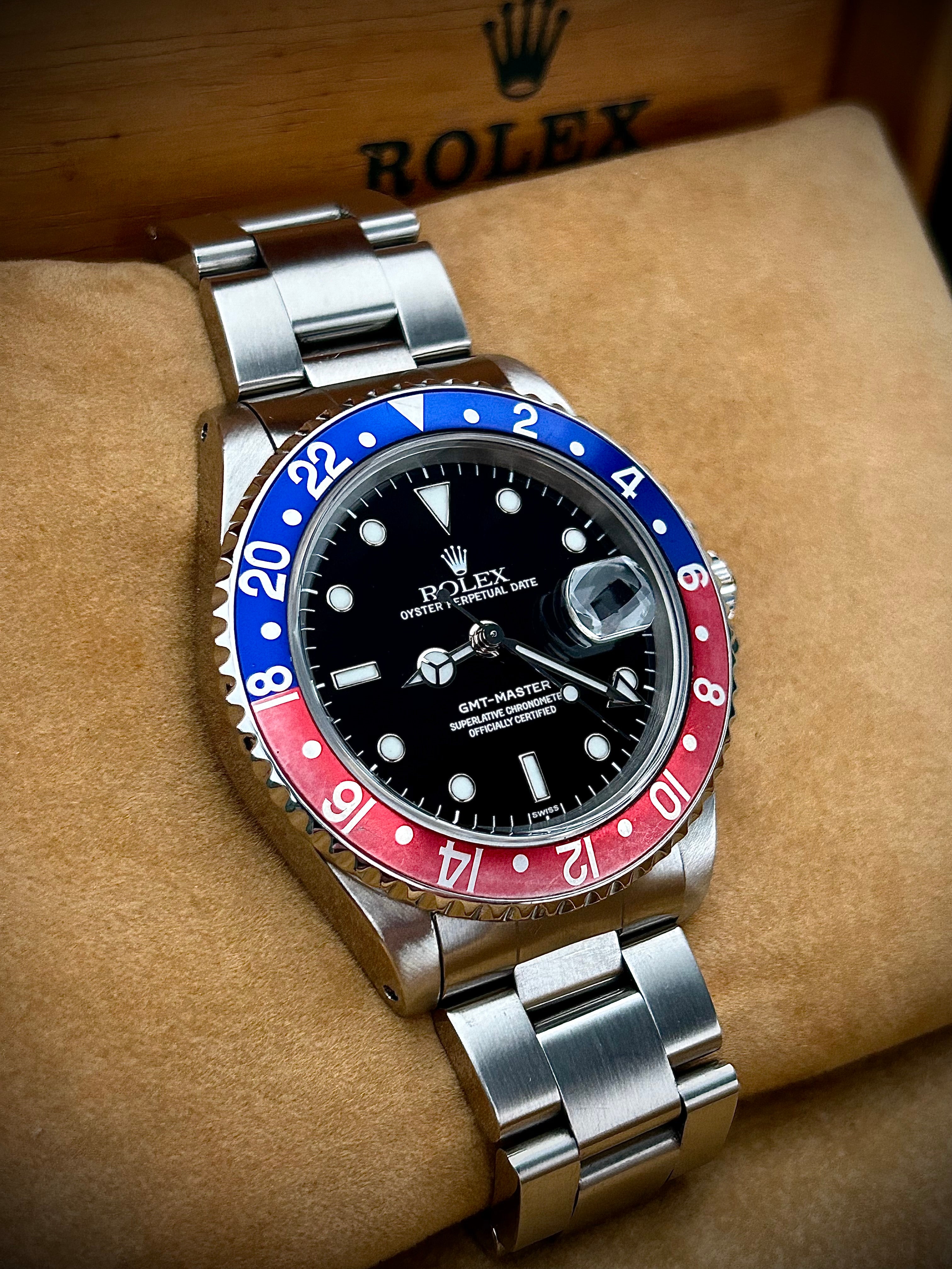 2000 ROLEX GMT MASTER II, PEPSI, 16700, FULL SET, INC GST