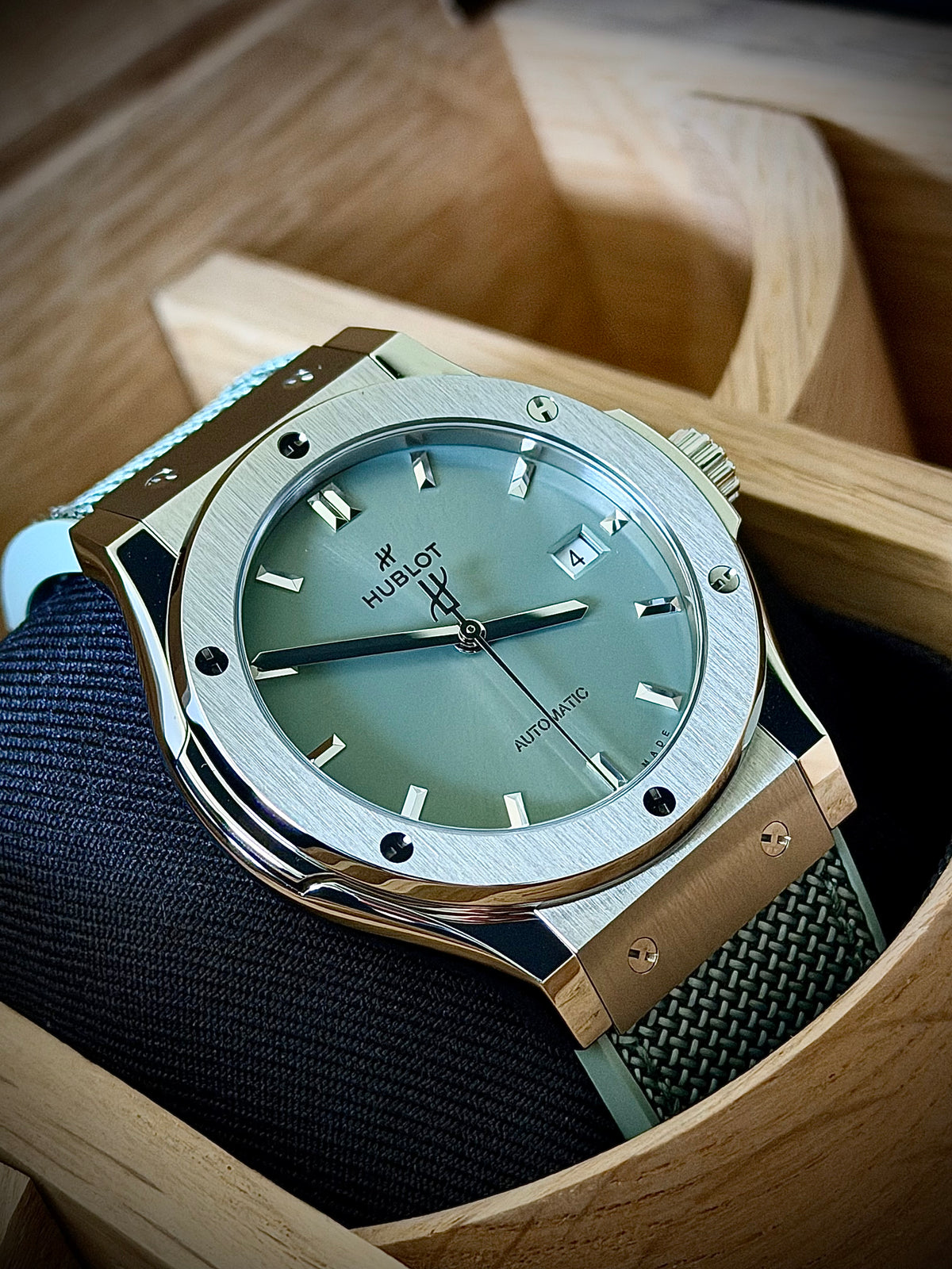 2026 HUBLOT CLASSIC FUSION TITANIUM SAGE GREEN 42MM, 542.NX.891G.NR, NEW RELEASE, FULL SET, INC GST