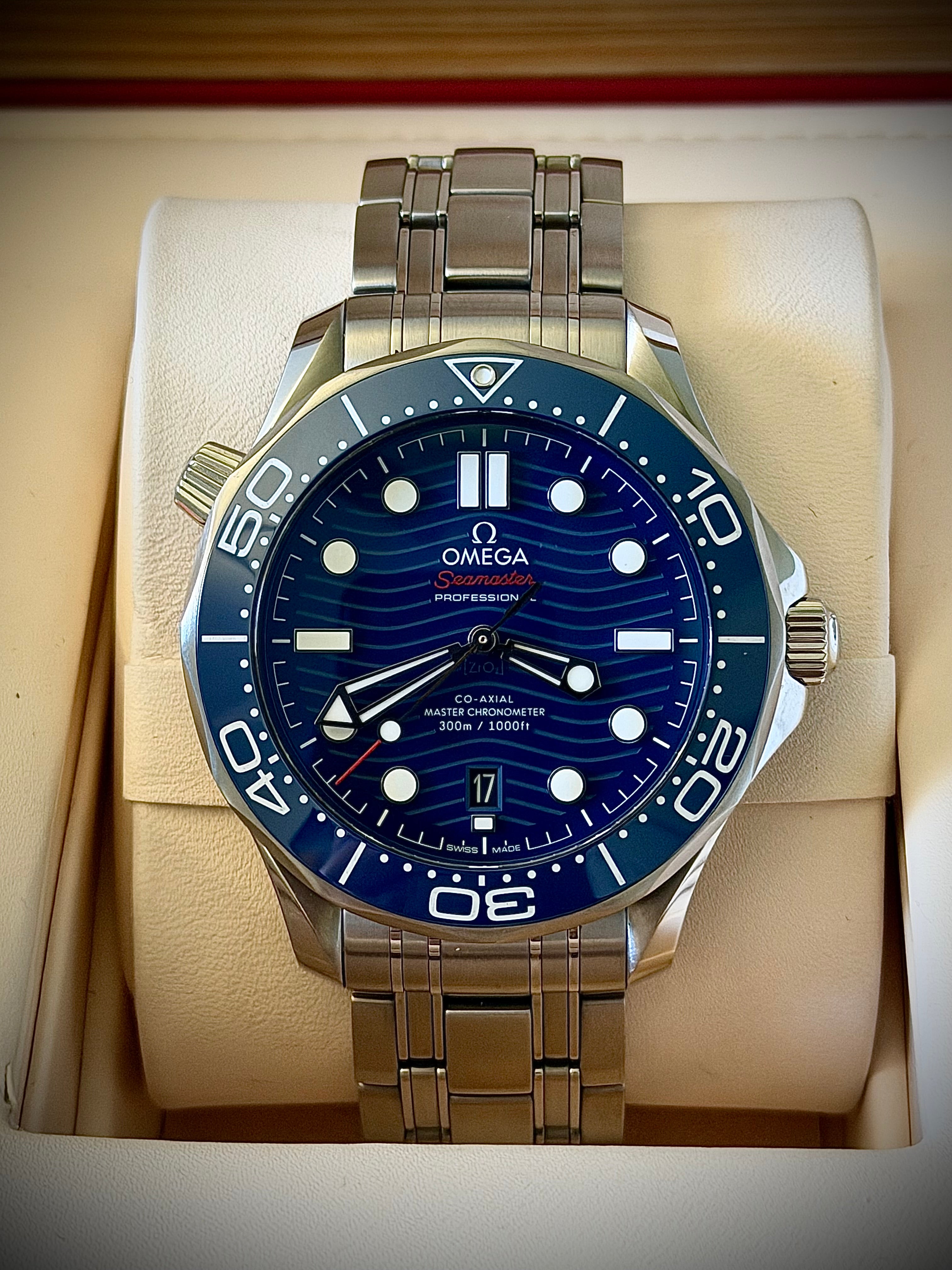 2023 OMEGA SEAMASTER DIVER 300M, 210.30.42.20.03.001, BLUE DIAL, STEEL BRACELET, FULL SET, INC GST