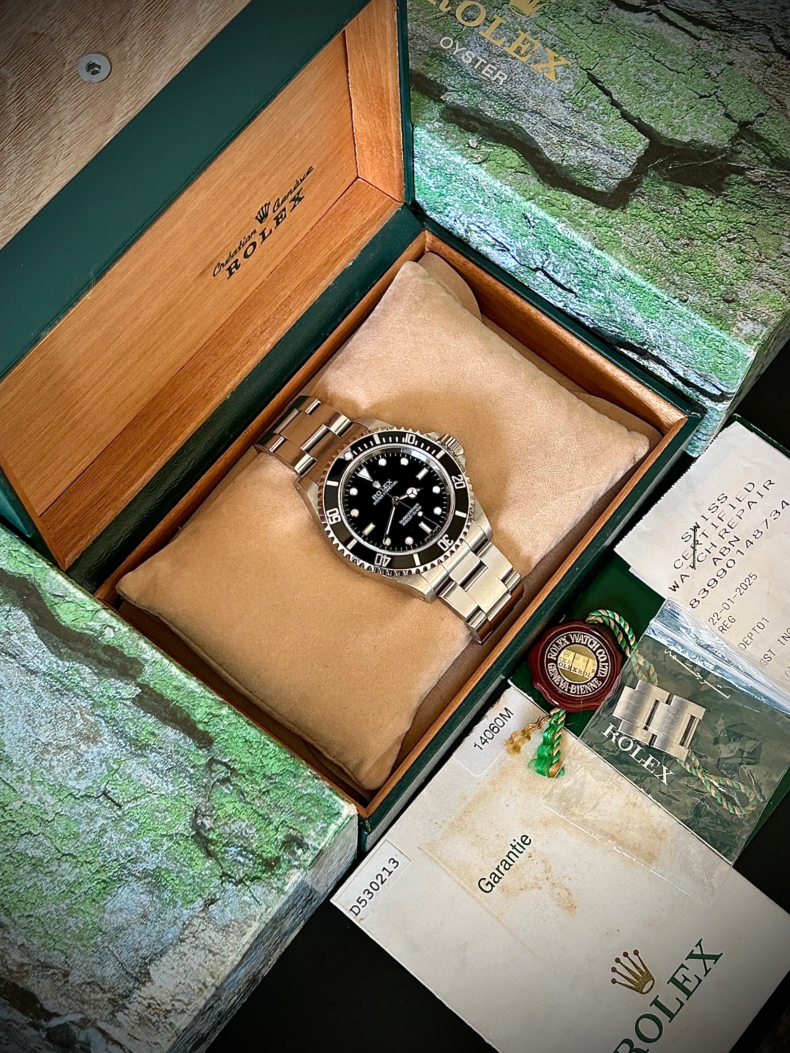 2006 ROLEX SUBMARINER TWO-LINER 14060M, FULL SET, INC GST