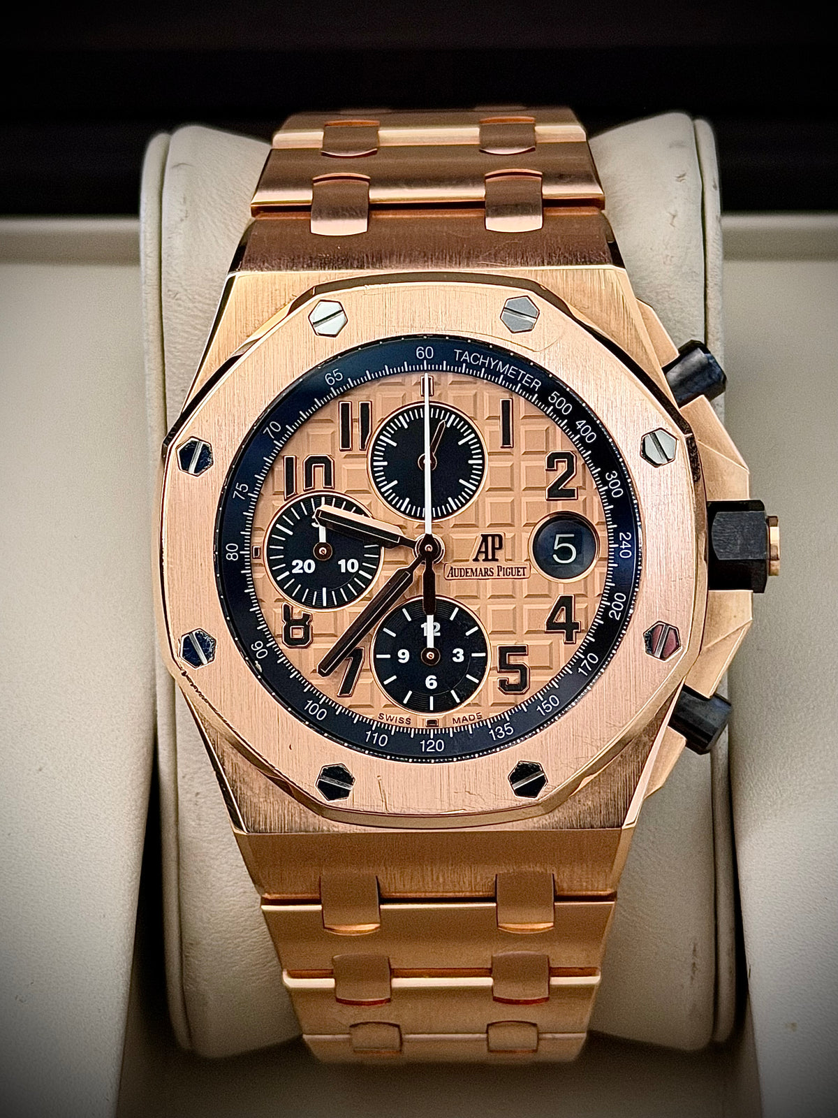 CIRCA 2014 AUDEMARS PIGUET ROYAL OAK OFFSHORE CHRONOGRAPH  “BRICK”, 26470OR.OO.1000OR.01, 18CT PINK GOLD, WATCH & BOX, INC GST