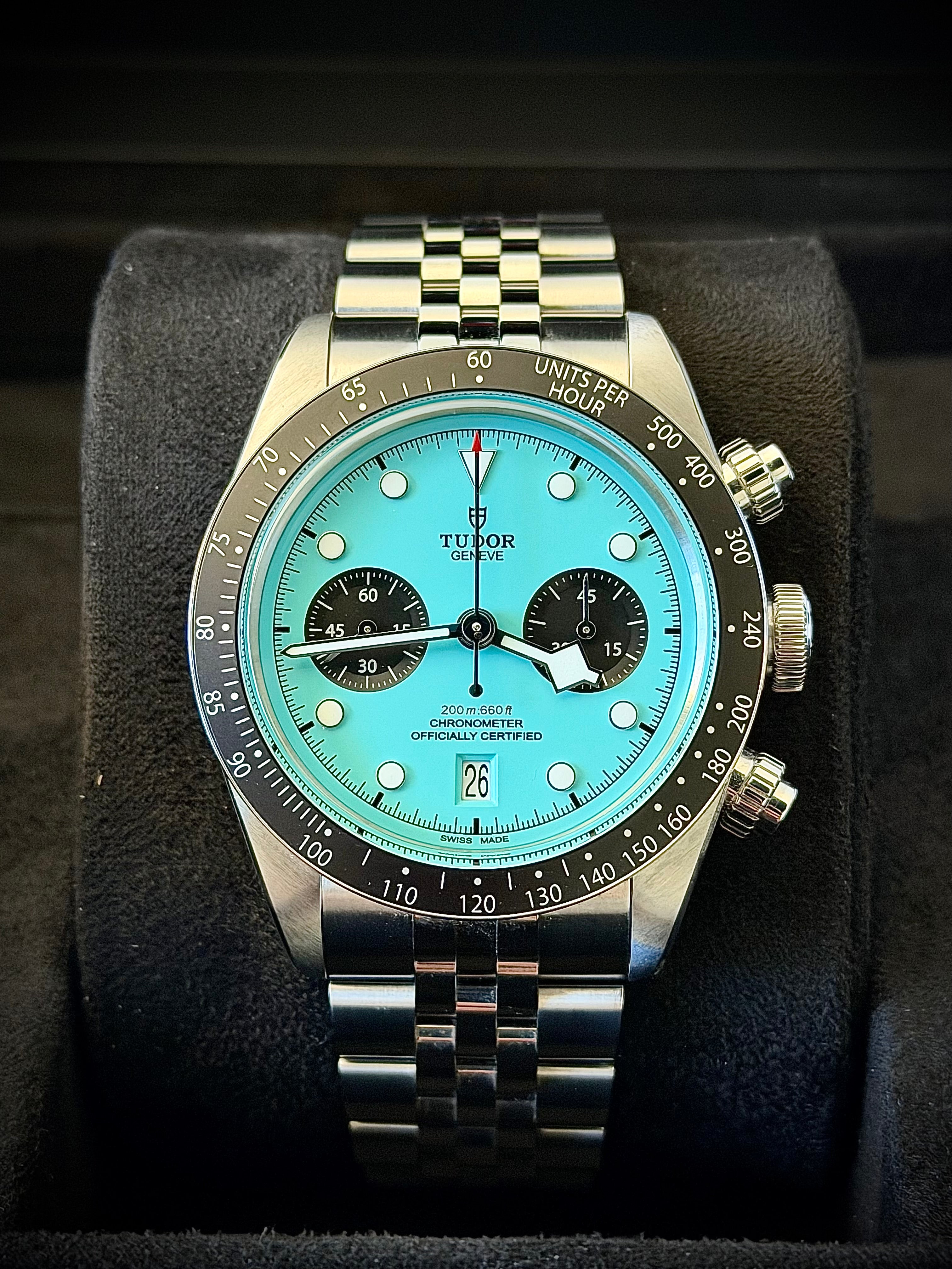 2025 TUDOR BLACK BAY CHRONOGRAPH “FLAMINGO BLUE”, FULL SET, INC GST