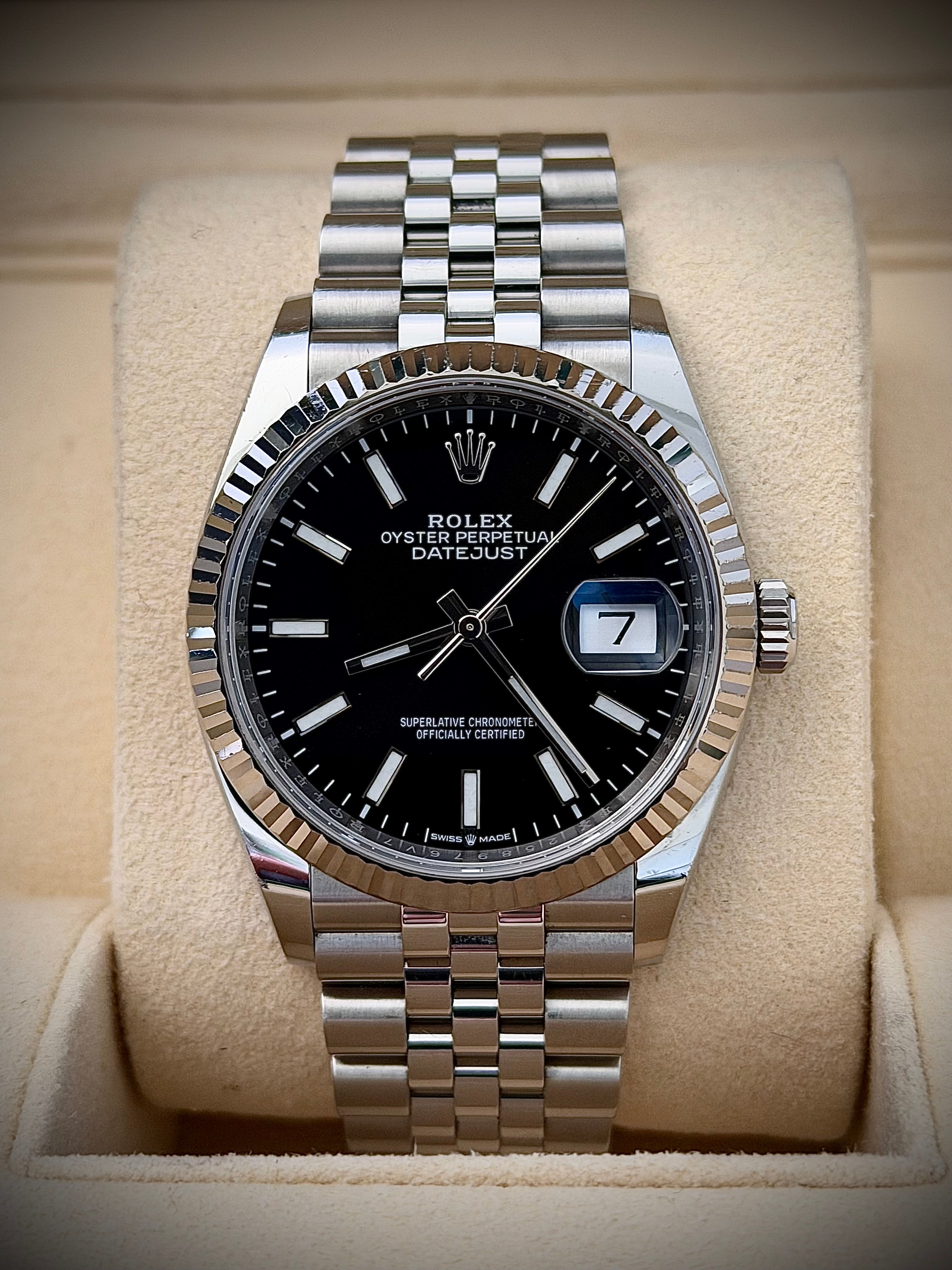 2019 ROLEX DATEJUST 36, 126234, BLACK DIAL, FULL SET, INC GST