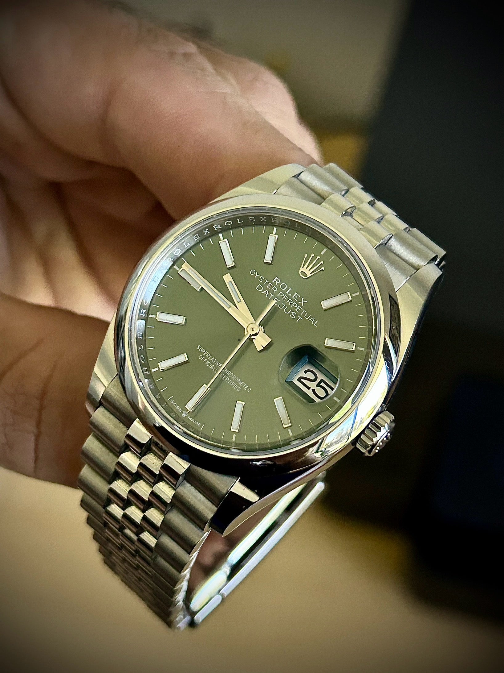 2022 ROLEX DATEJUST 36 MINT GREEN DIAL, 126200, FULL SET, INC GST