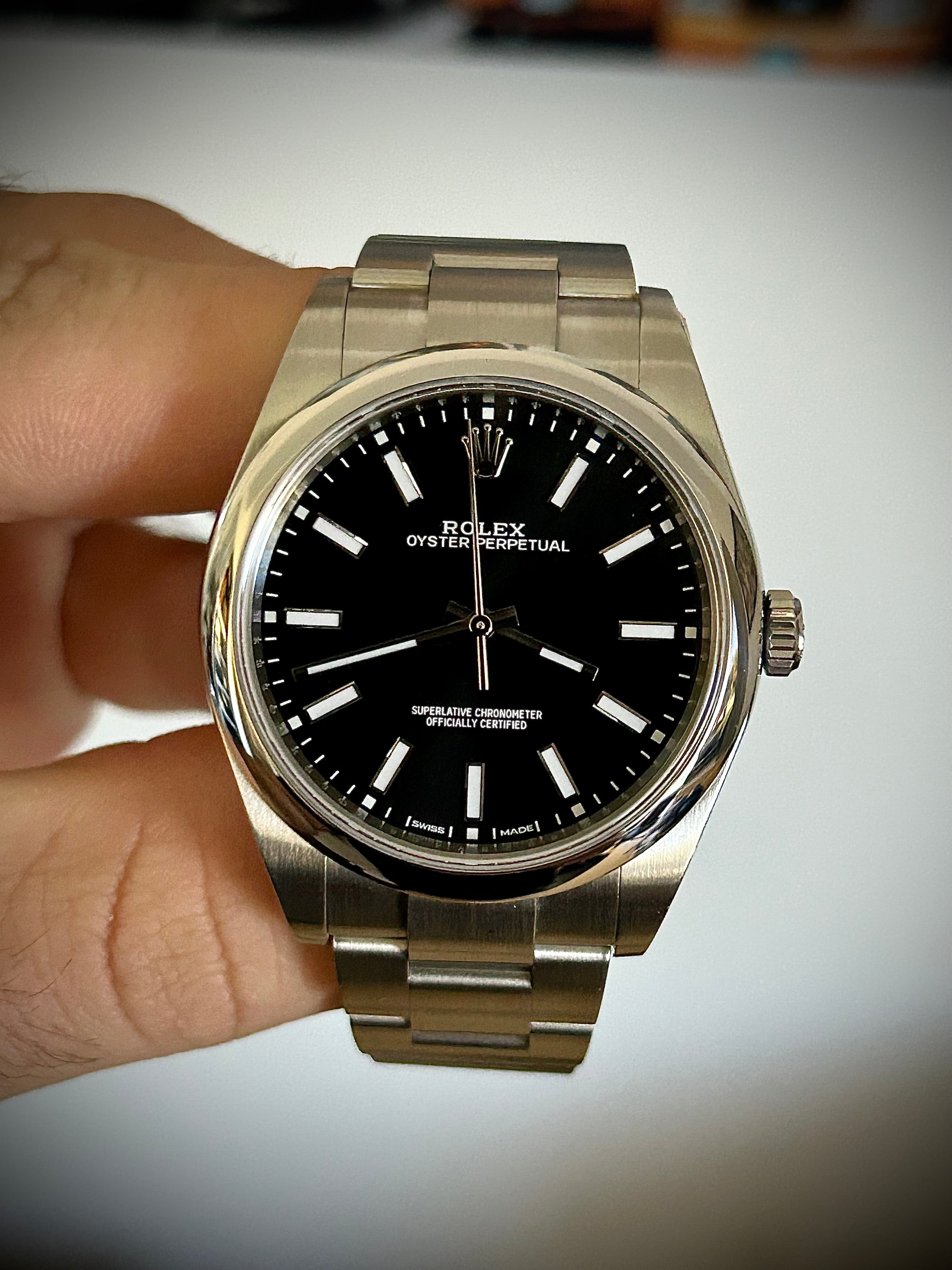 2019 ROLEX OYSTER PERPETUAL 39 BLACK DIAL, 114300, FULL SET, INC GST