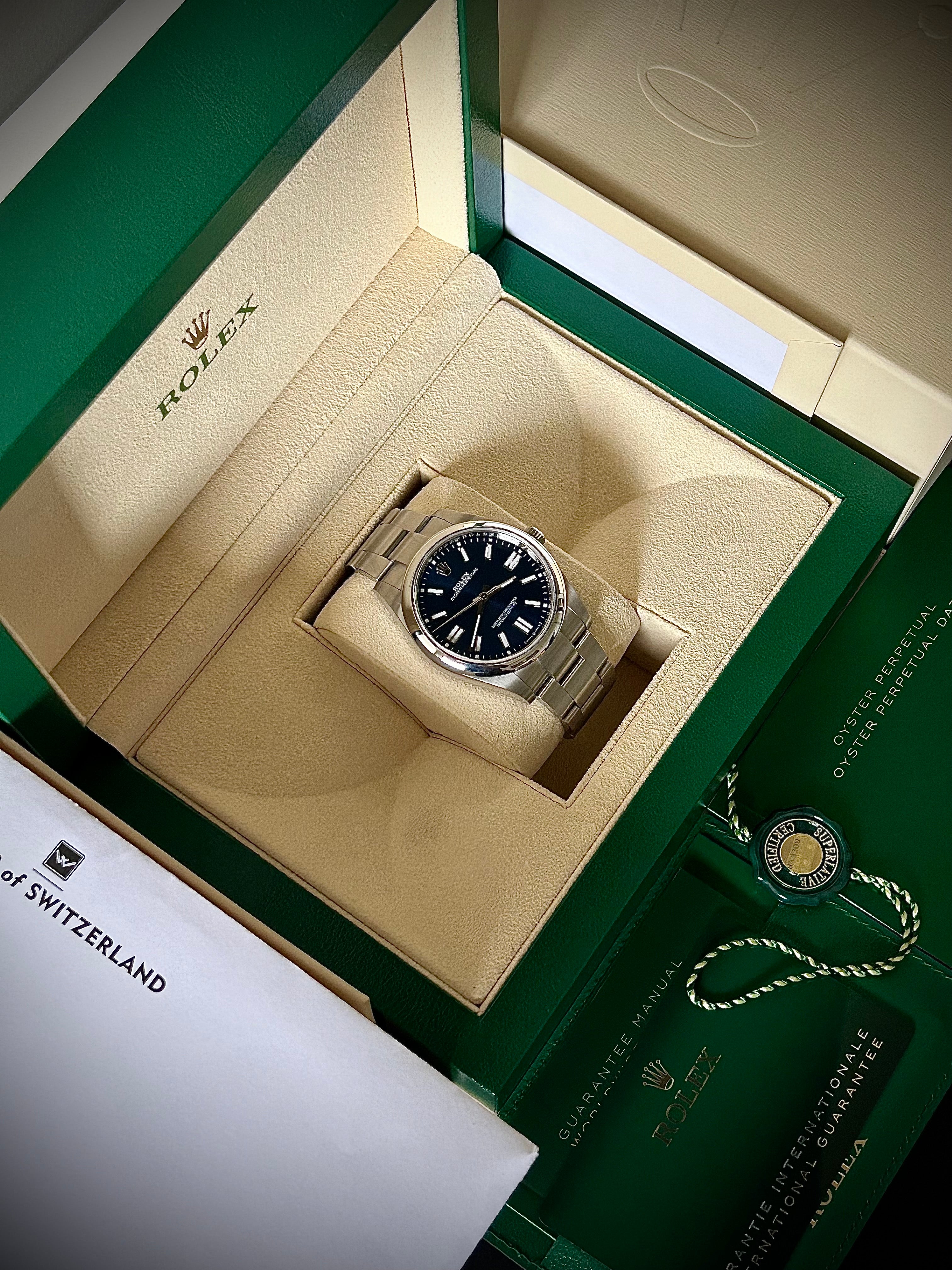 2023 ROLEX OYSTER PERPETUAL 41, BLUE DIAL, FULL SET, INC GST