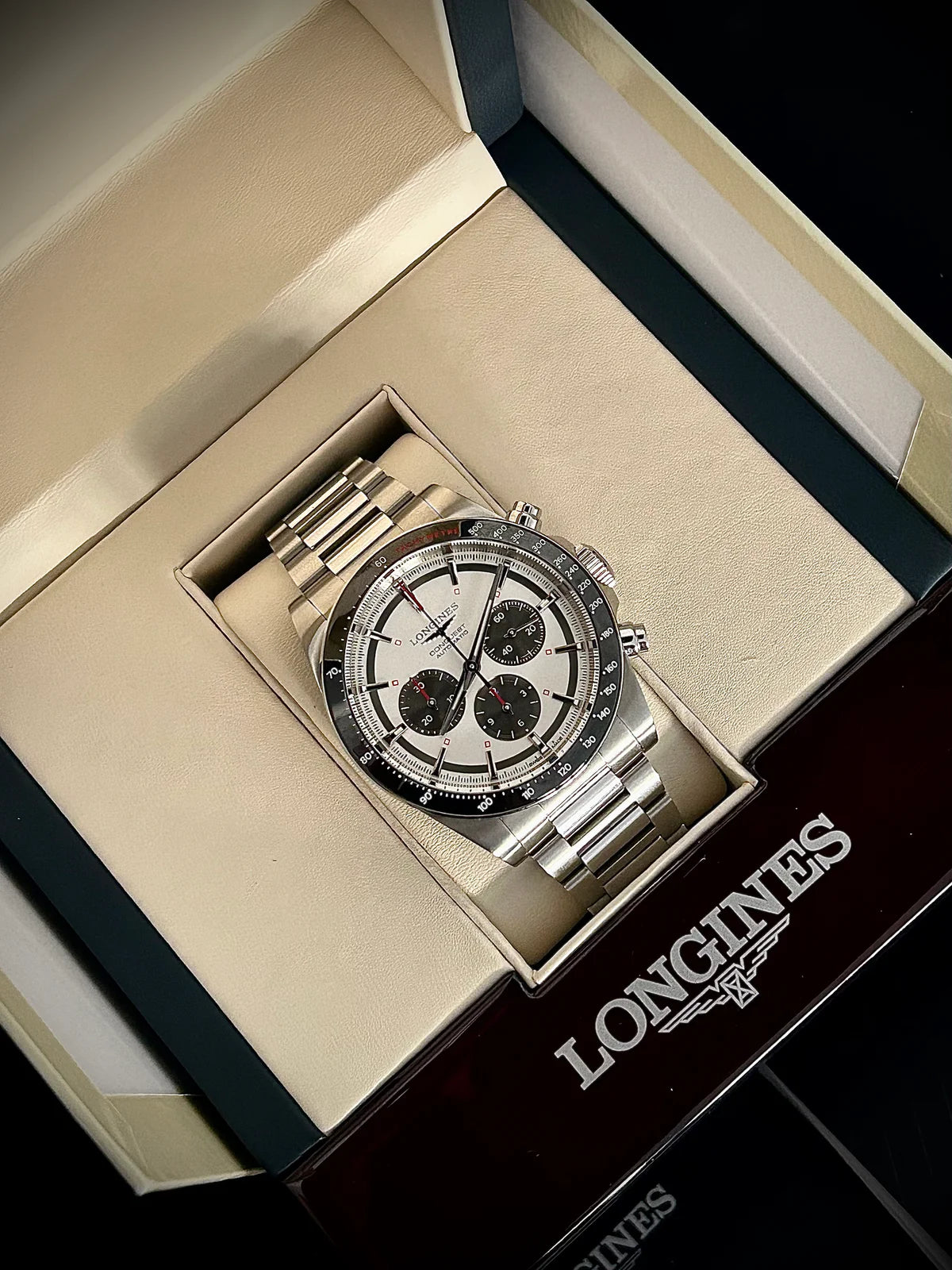 2023 LONGINES CONQUEST CHRONOGRAPH, FULL SET, INC GST