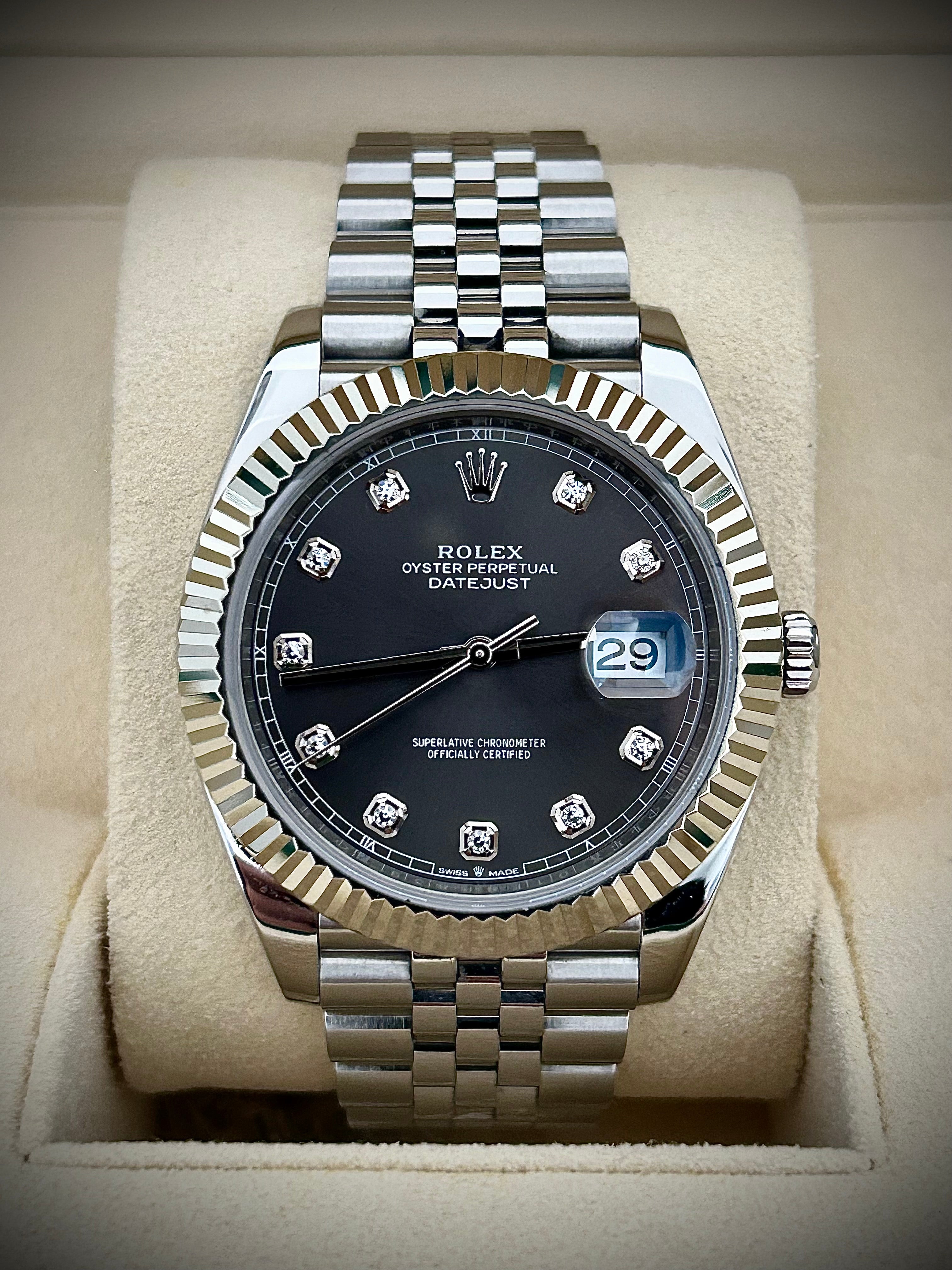 2020 ROLEX DATEJUST 41, RHODIUM DIAMOND DIAL, 126334, FULL SET, INC GST