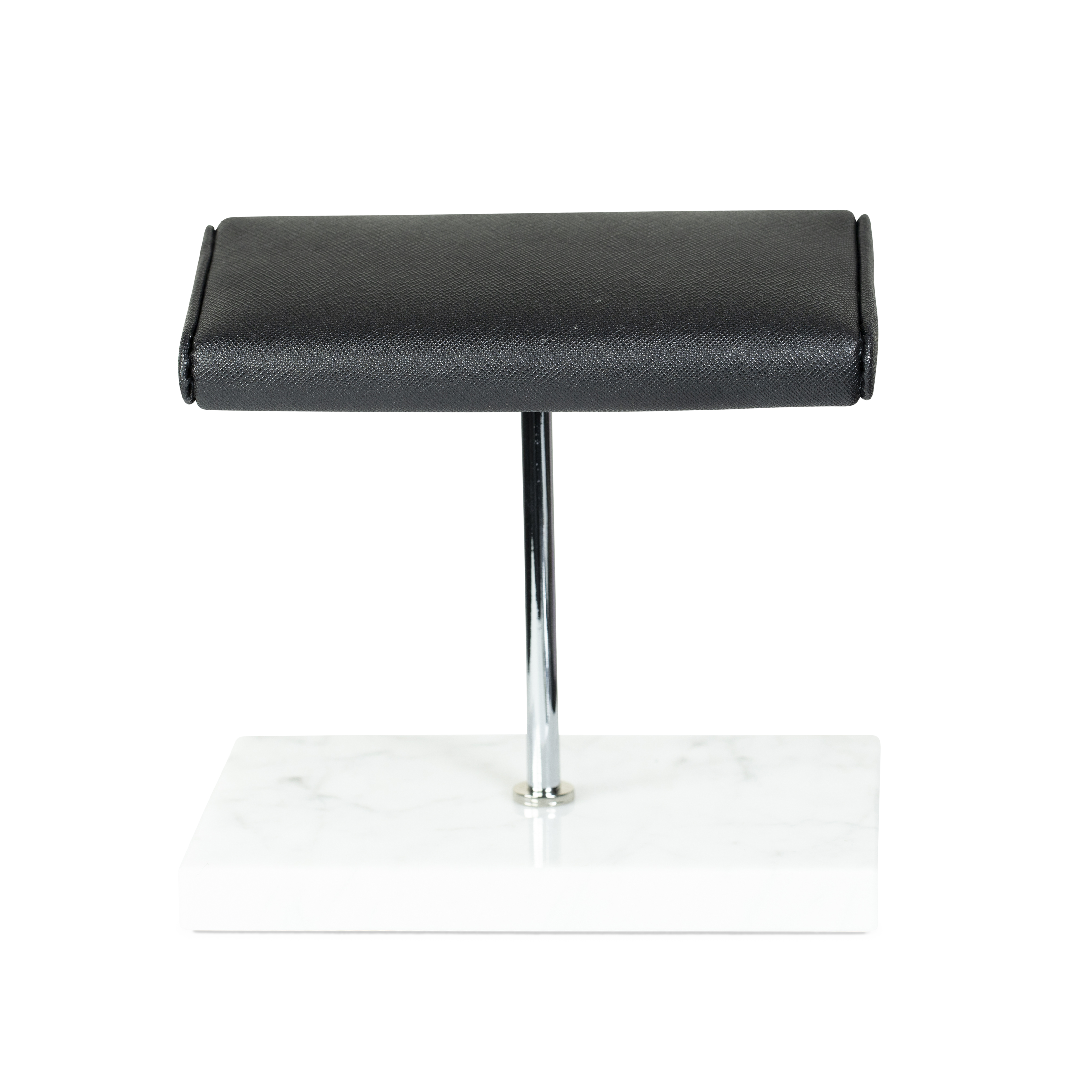 Marble Dual Watch Stand - Saffiano Black | White Marble