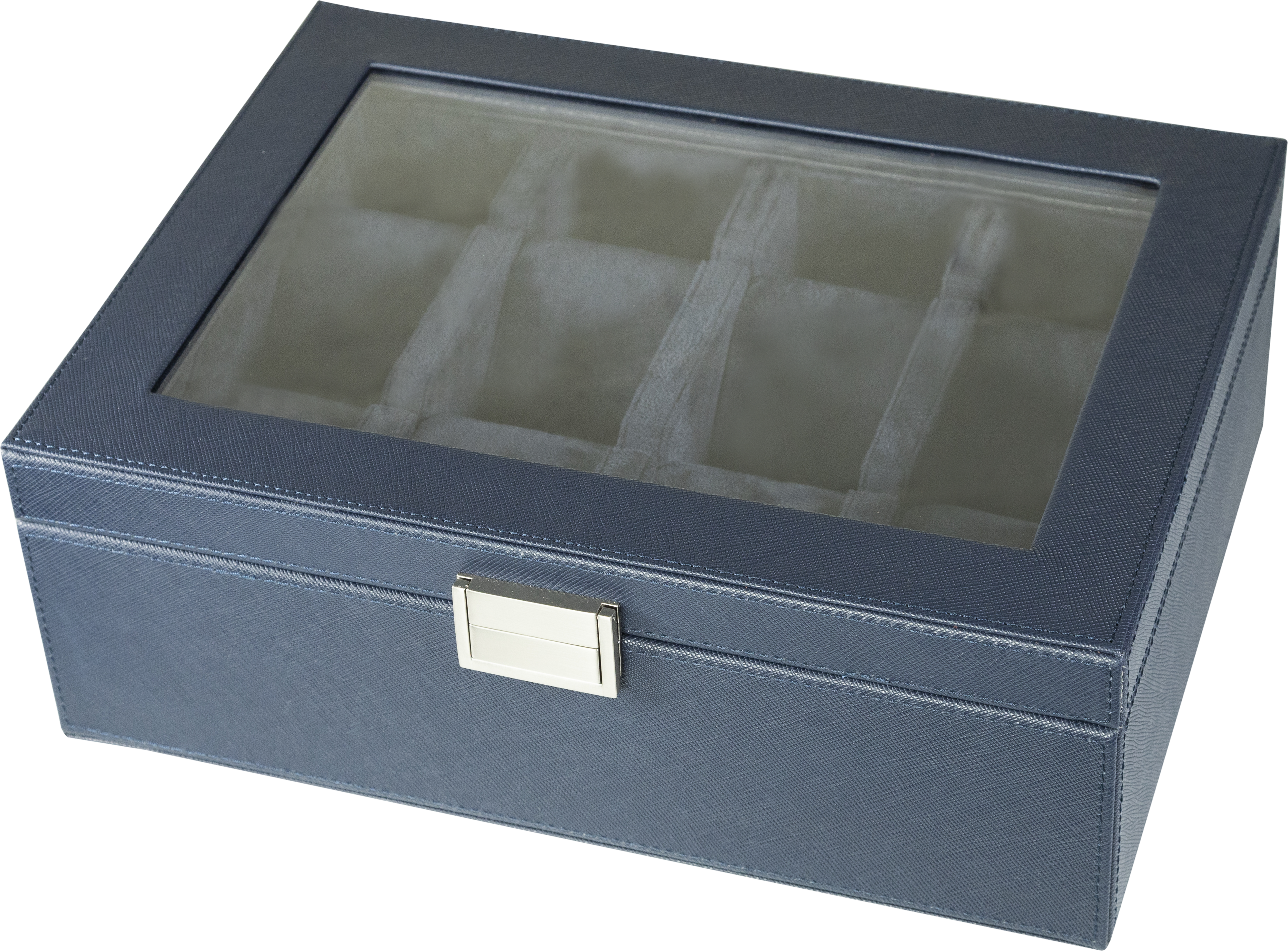 Jefferson - 8 Watch Box - Saffiano Blue | Blue Velvet