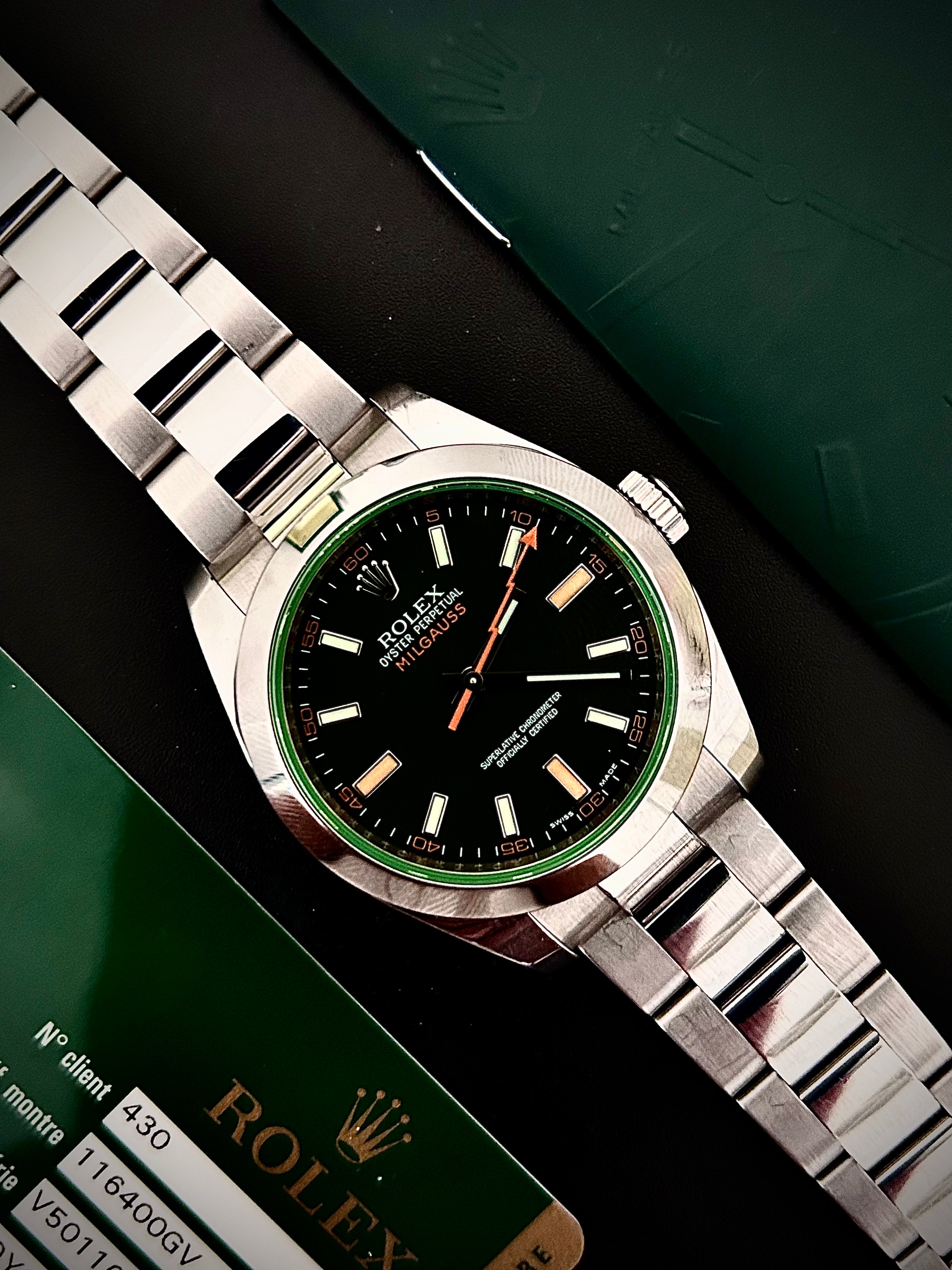 2009 ROLEX MILGAUSS, 116400GV, FULL SET