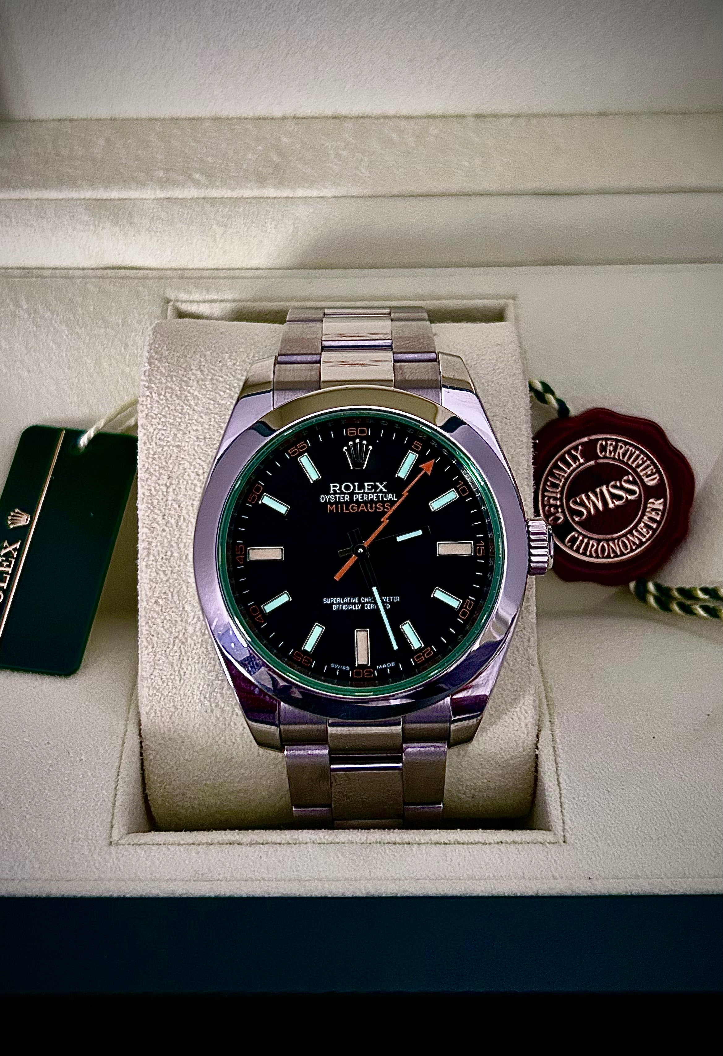 2009 ROLEX MILGAUSS, 116400GV, FULL SET