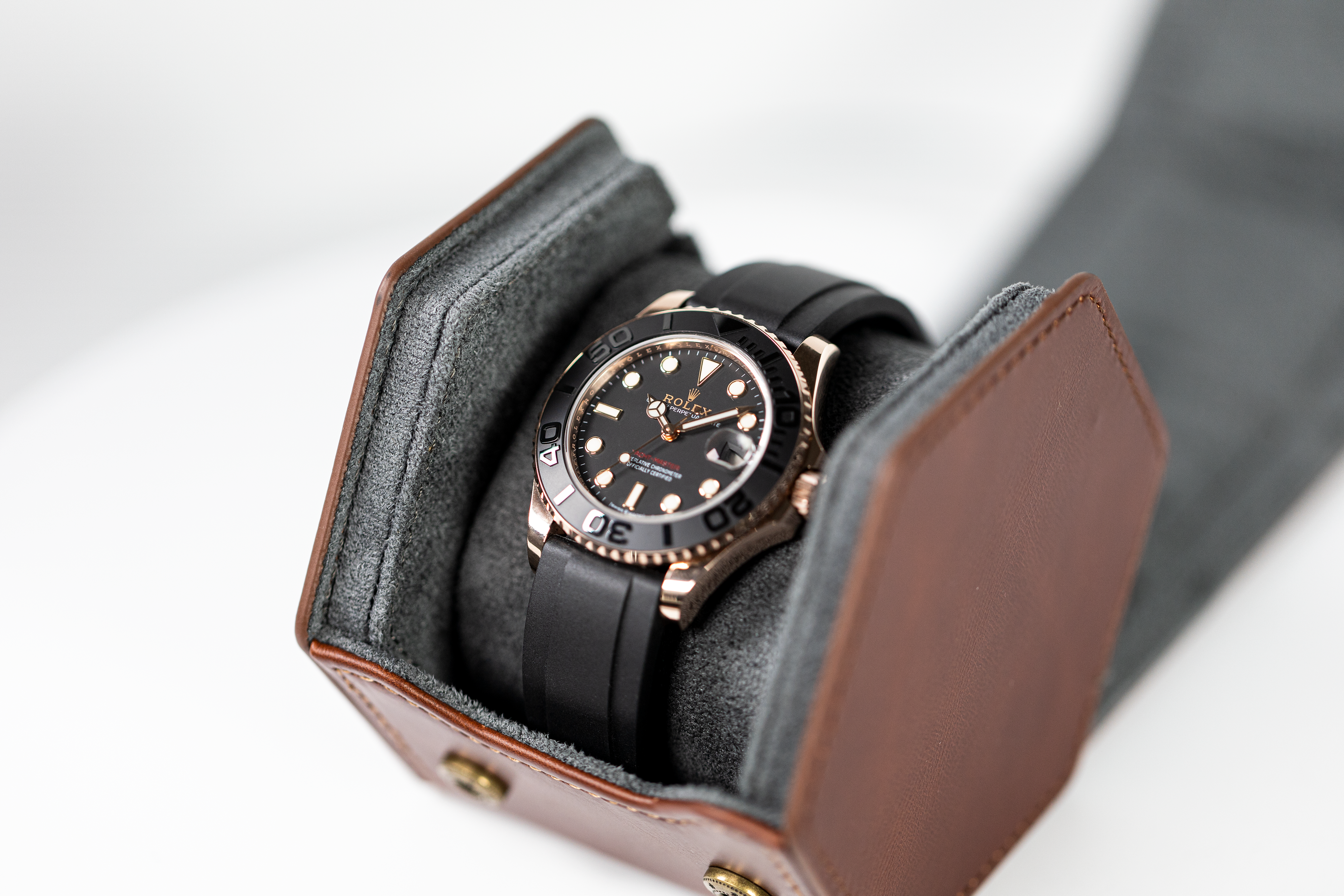 Jefferson - 1 Watch Roll - Brown Leather | Grey Interior