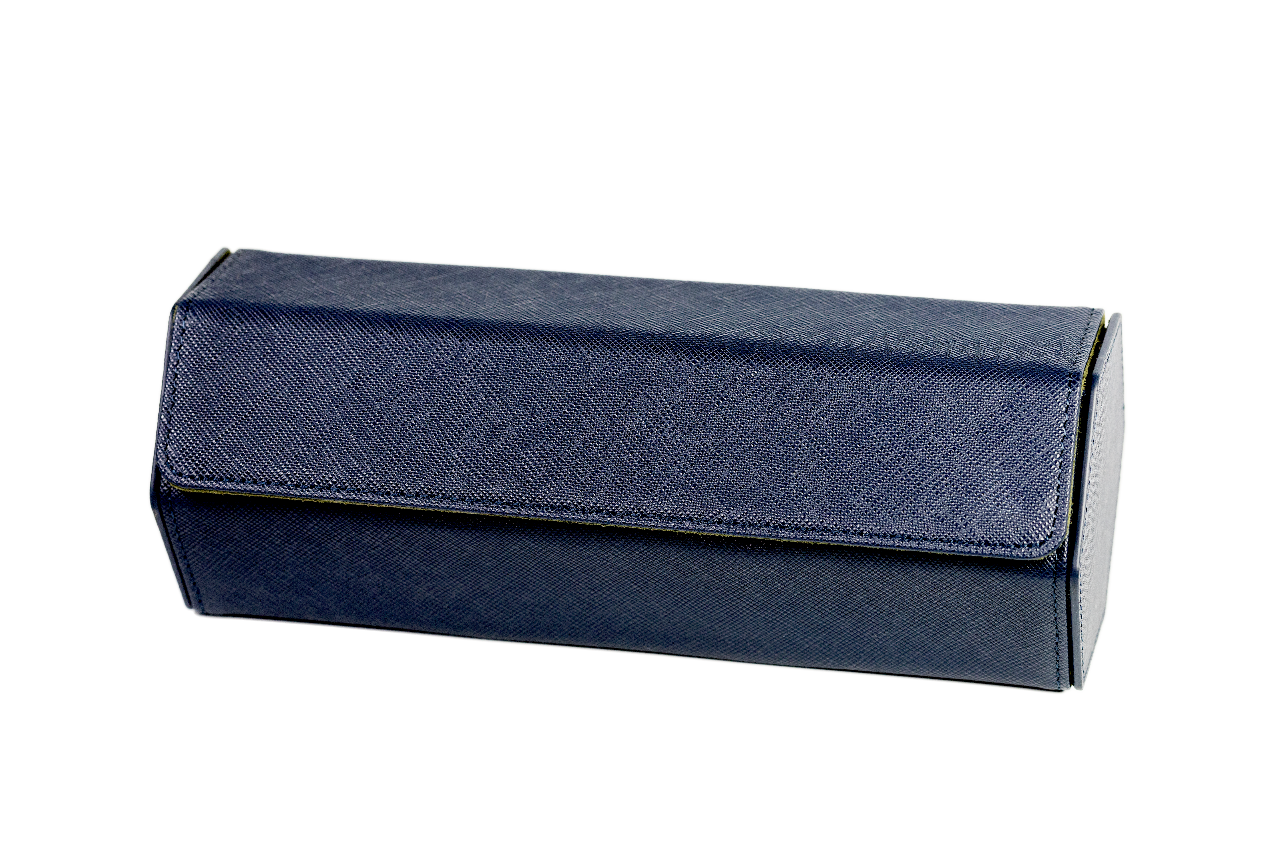 Jefferson - 3 Watch Roll - Saffiano Navy Blue | Forest Green Velvet