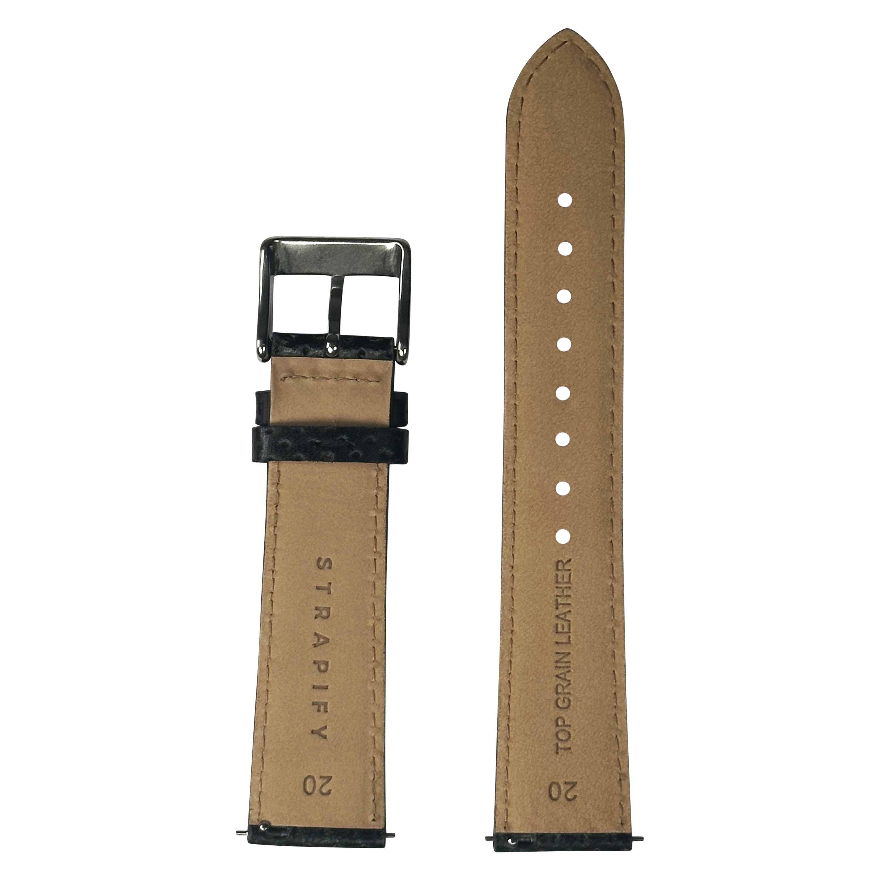 [Quick Release] Perforated Racing Leather Straps - Black