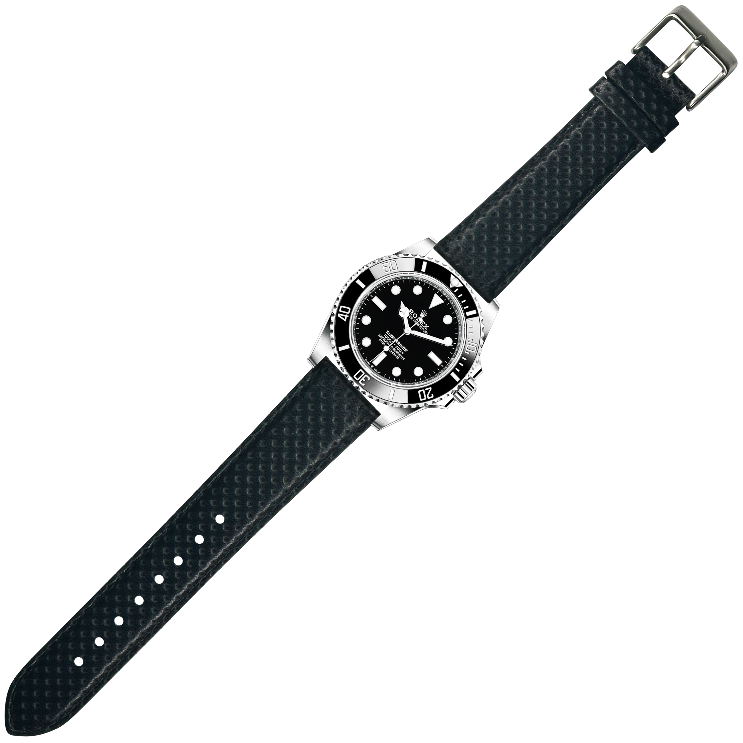 [Quick Release] Perforated Racing Leather Straps - Black