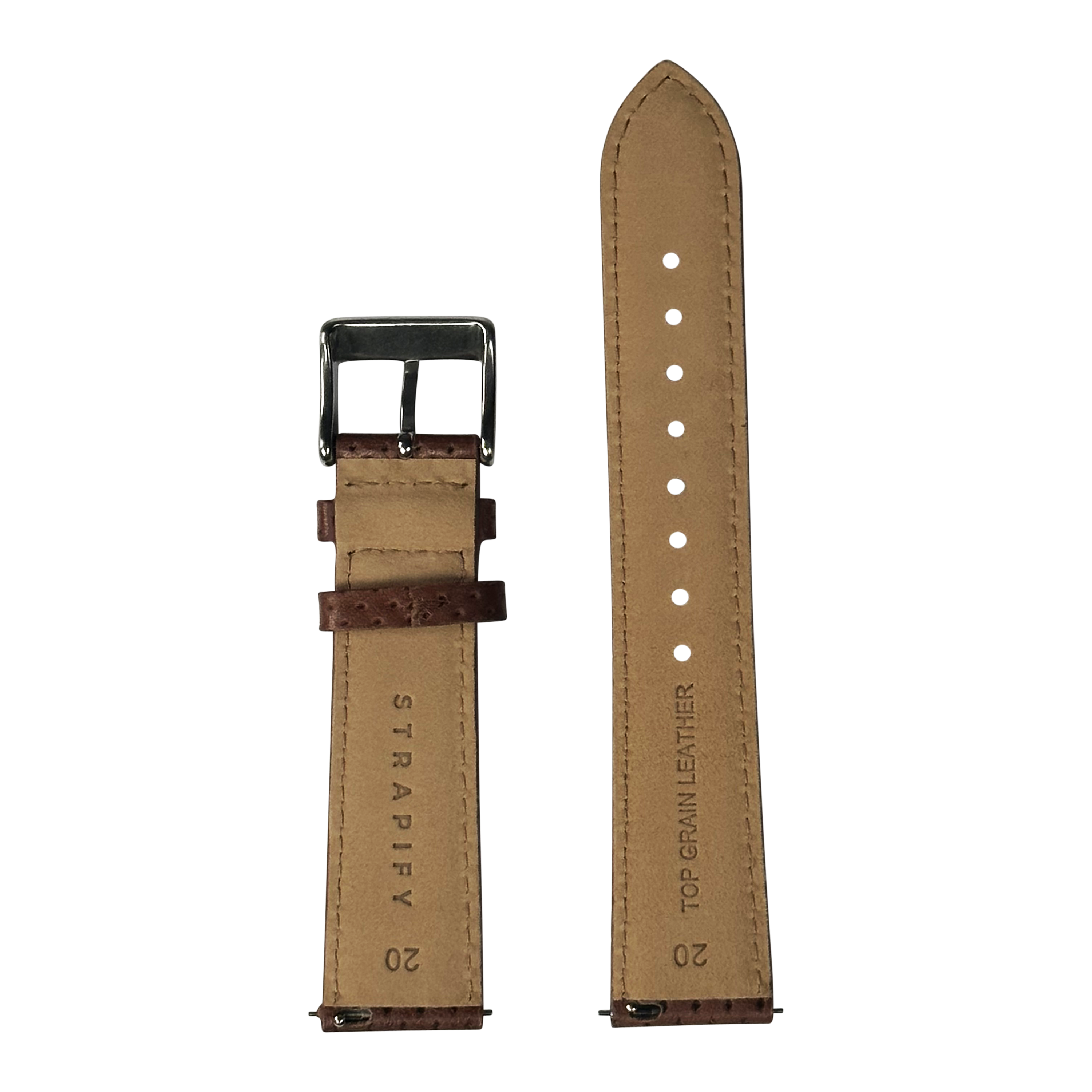 [Quick Release] Perforated Racing Leather Straps - Brown