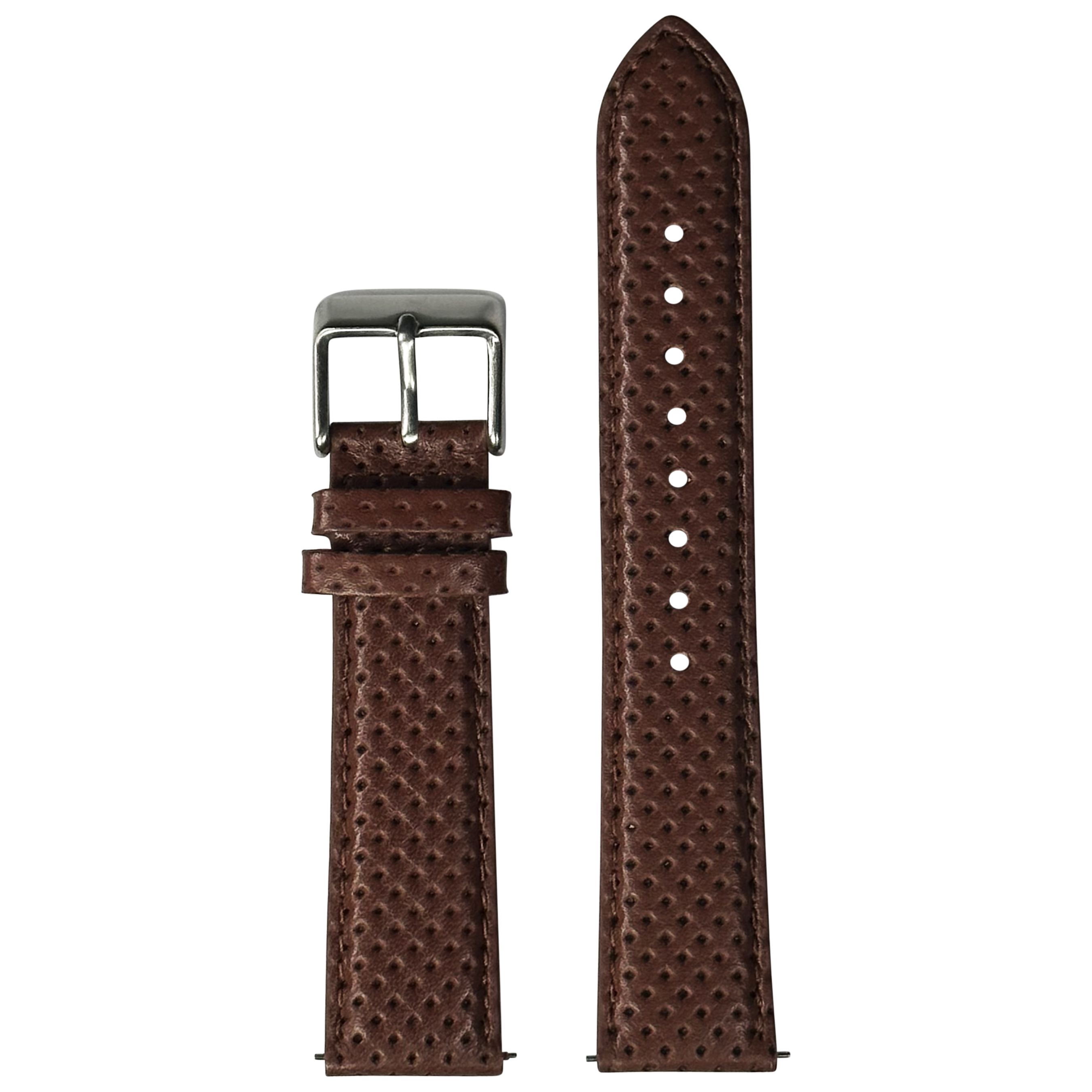 [Quick Release] Perforated Racing Leather Straps - Brown