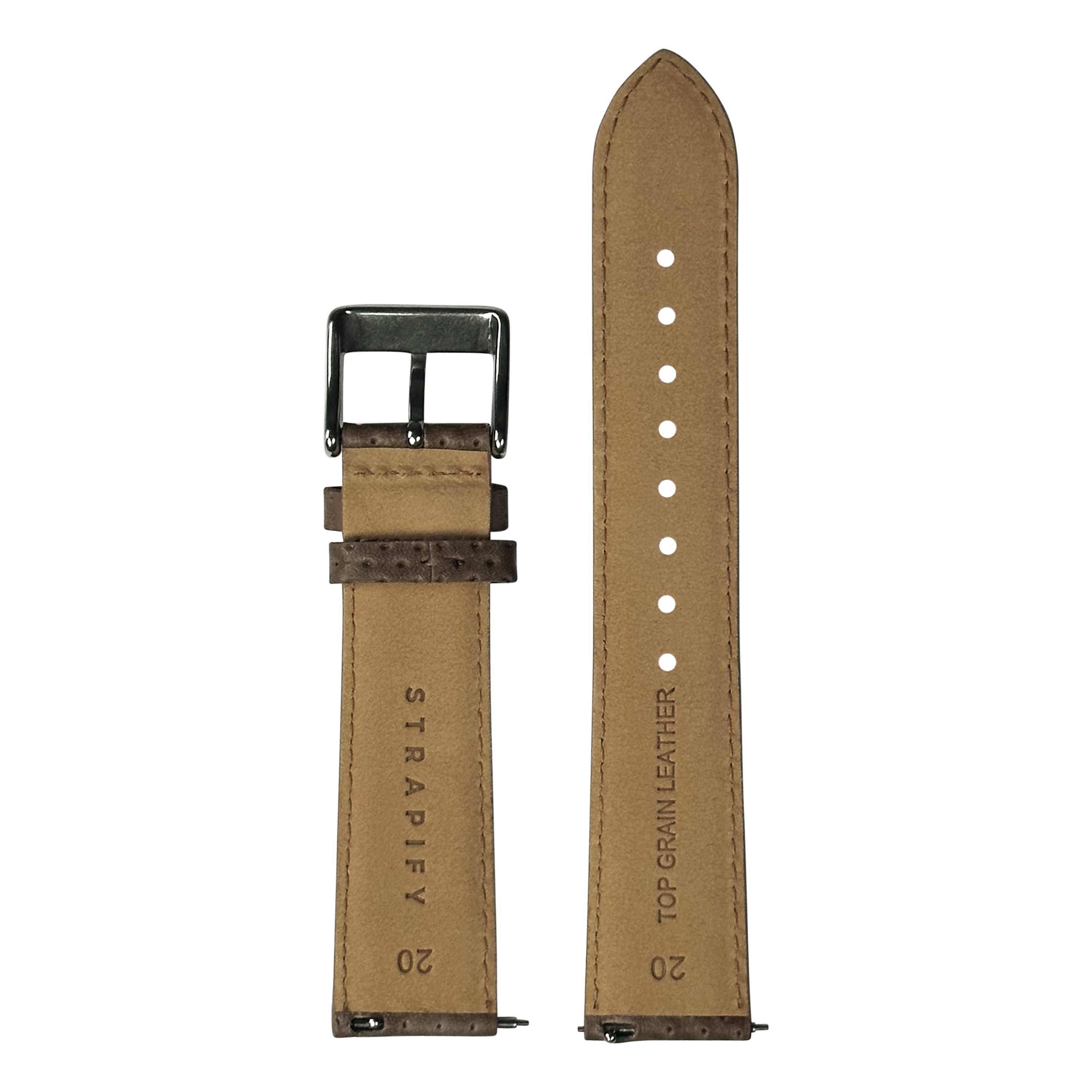 [Quick Release] Perforated Racing Leather Straps - Ivory Brown