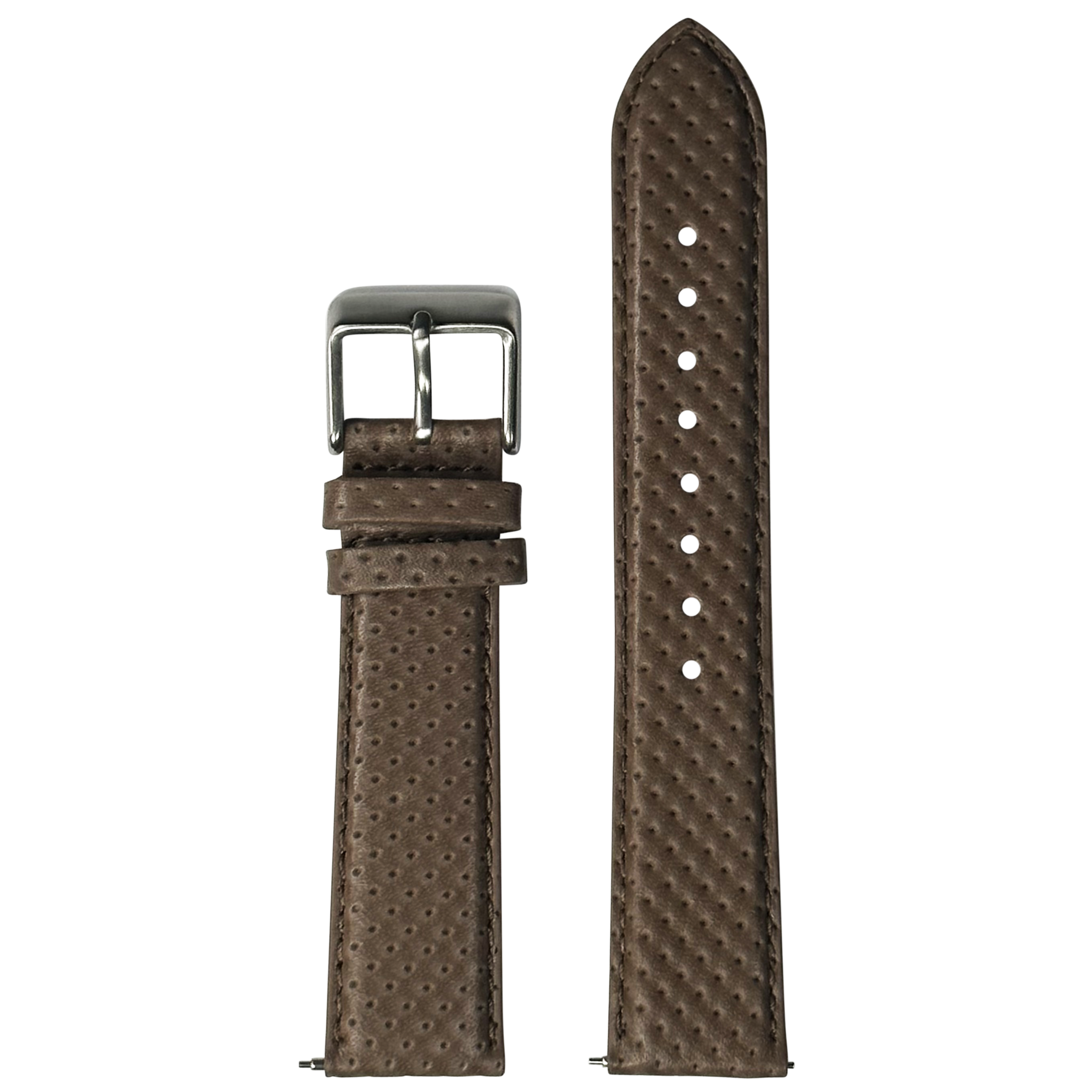 [Quick Release] Perforated Racing Leather Straps - Ivory Brown